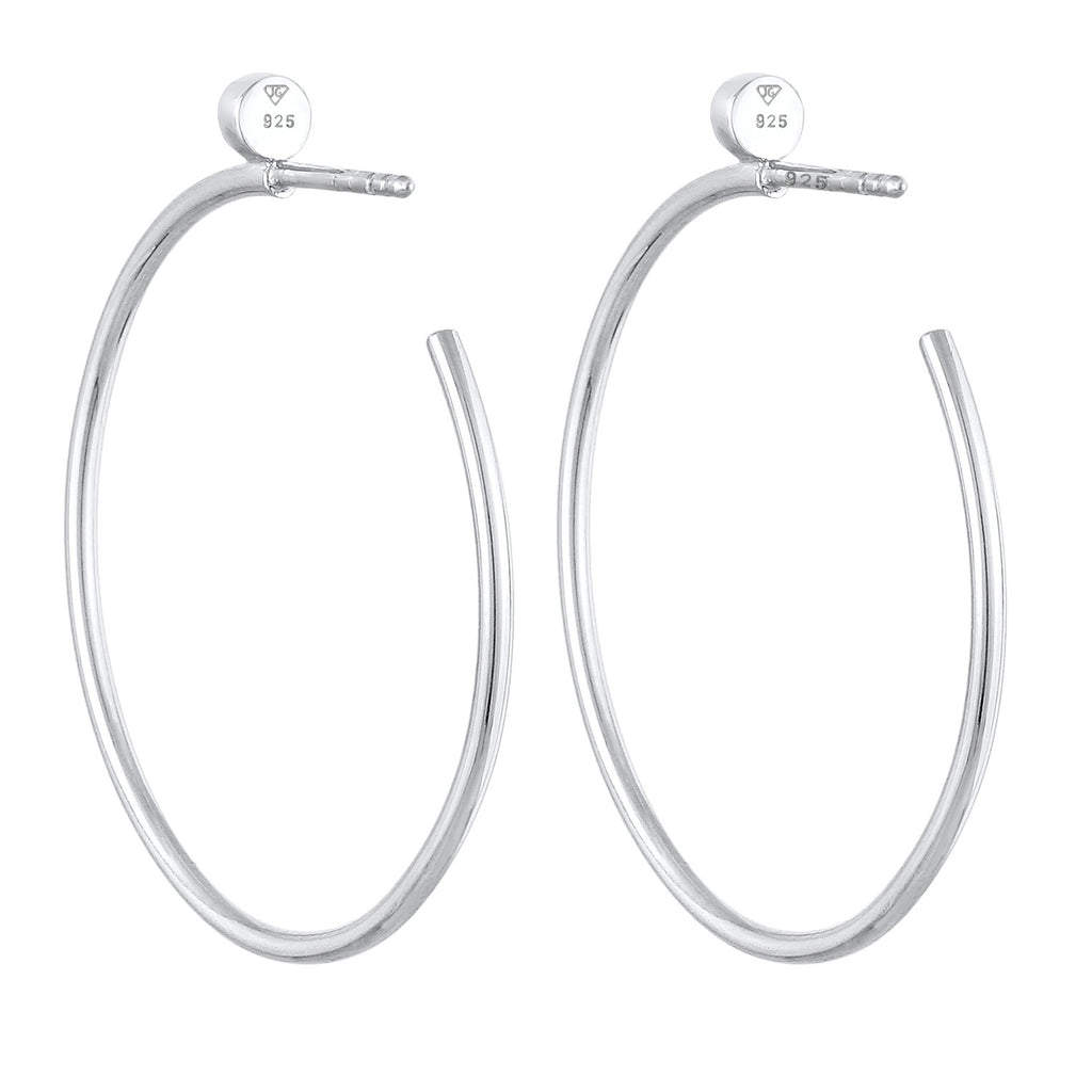 Silber - Elli PREMIUM | Creolen Stecker | Mit Kristallen von Swarovski® (weiß) | 925er Sterling Silber