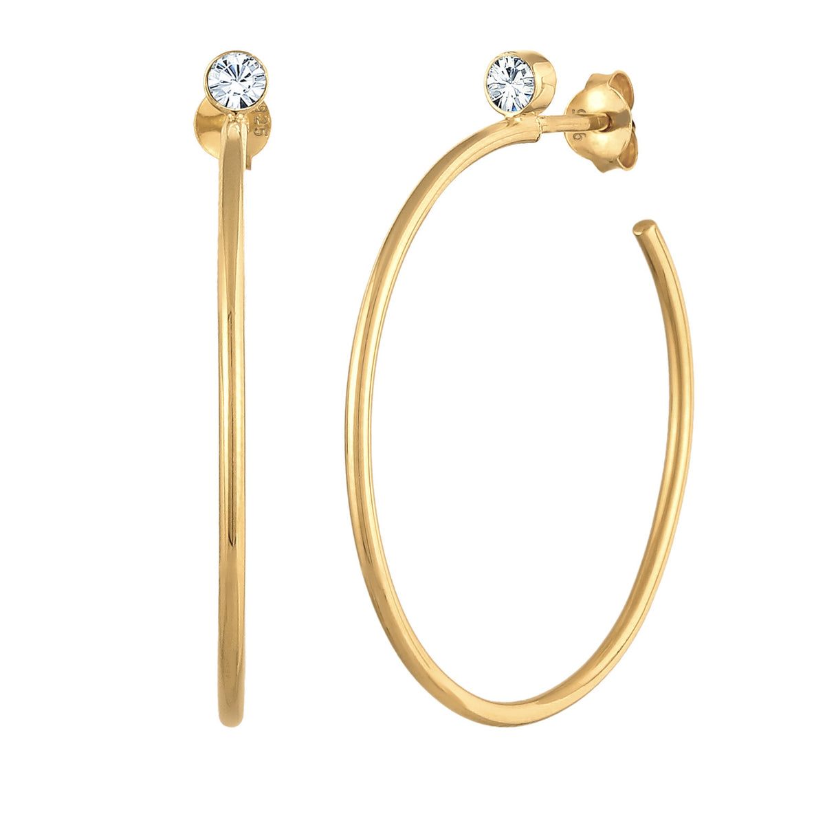 Gold - Elli PREMIUM | Creolen Stecker | Mit Kristallen von Swarovski® (weiß) | 925er Sterling Silber
