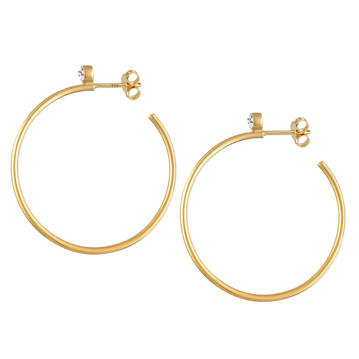 Gold - Elli PREMIUM | Creolen Stecker | Mit Kristallen von Swarovski® (weiß) | 925er Sterling Silber