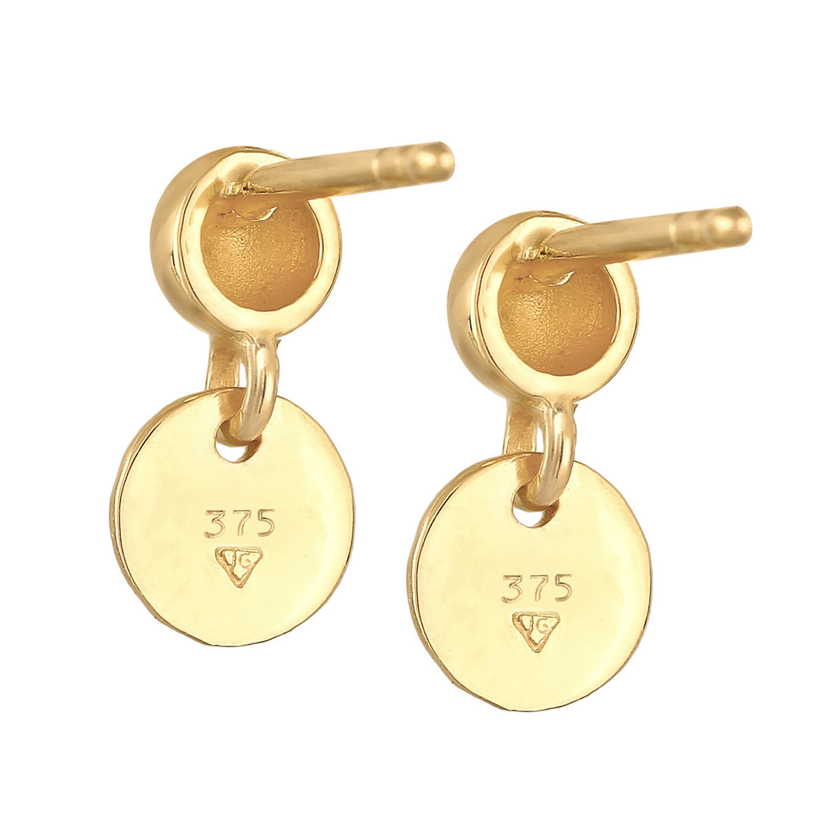 Gold - Elli PREMIUM | Ohrstecker Kugel Plättchen Antique | 375er Gelbgold