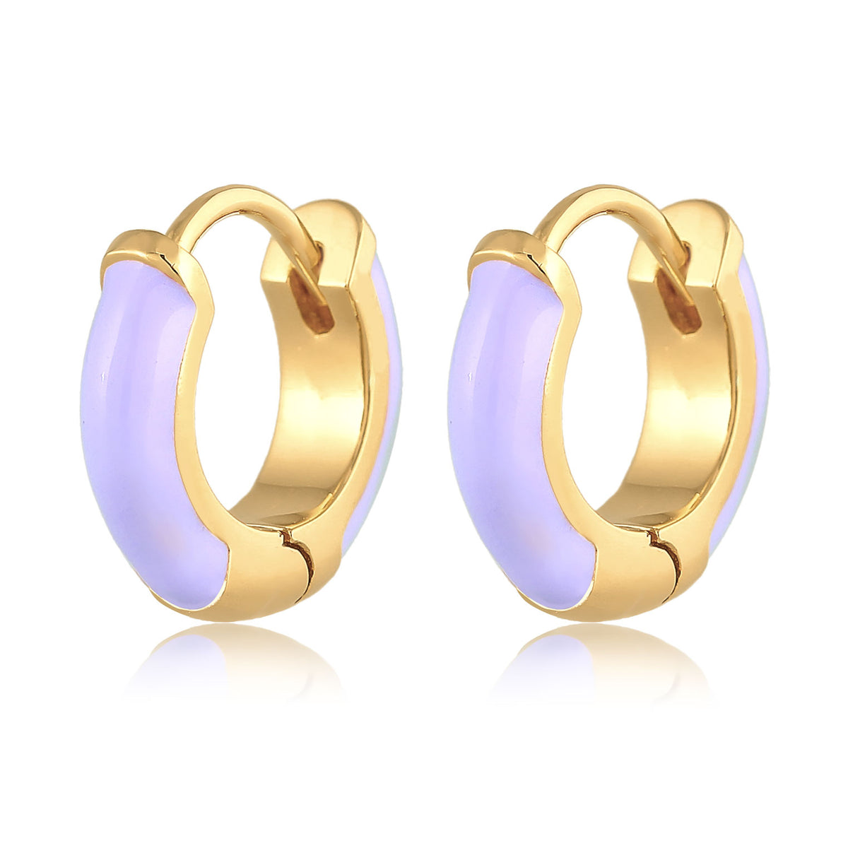 Hellviolett - Elli | Creolen Klassisch | Emaille | 925er Sterling Silber