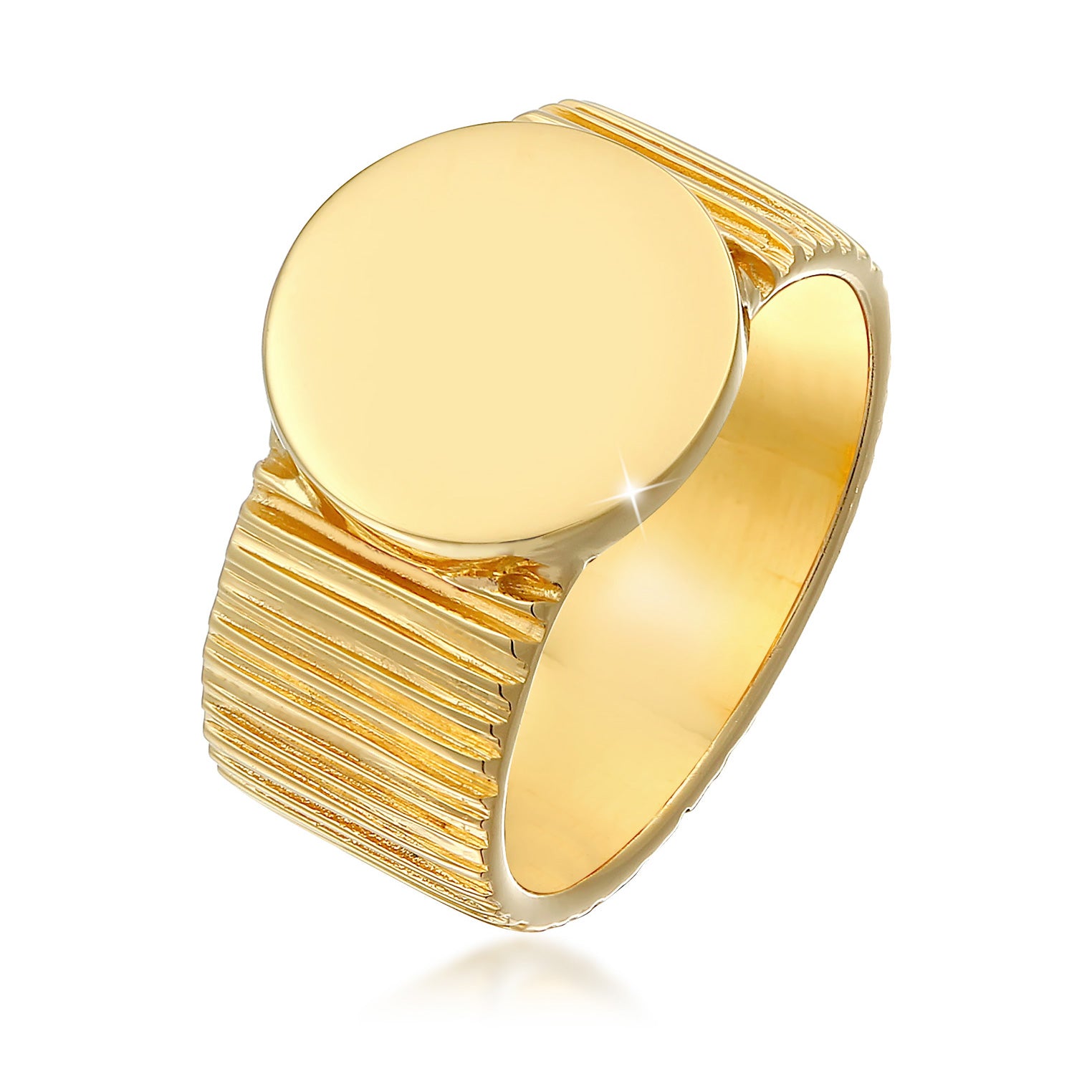 Gold - Elli PREMIUM | Siegelring Rund | 925er Sterling Silber