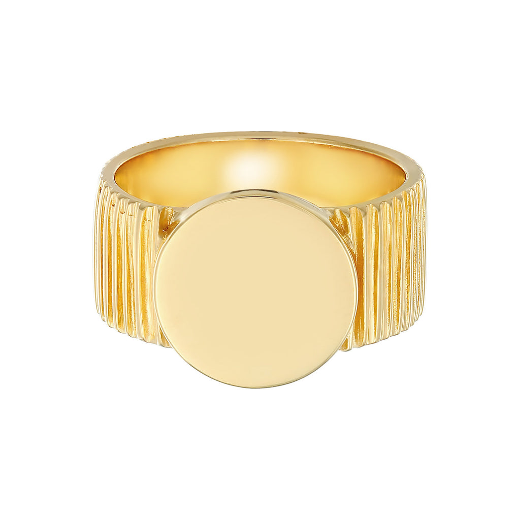 Gold - Elli PREMIUM | Siegelring Rund | 925er Sterling Silber