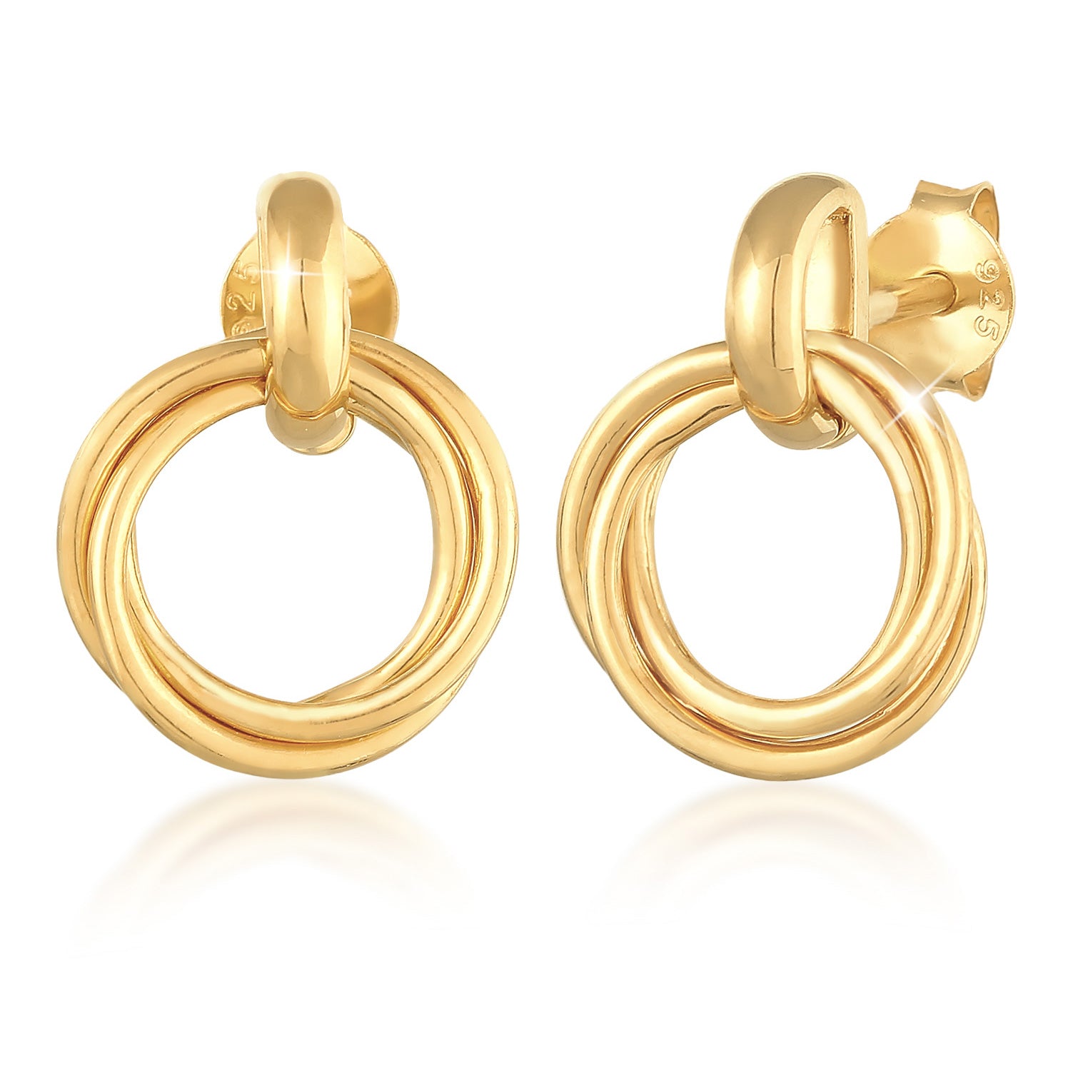 Gold - Elli | Ohrstecker Kreise Trio | 925er Sterling Silber