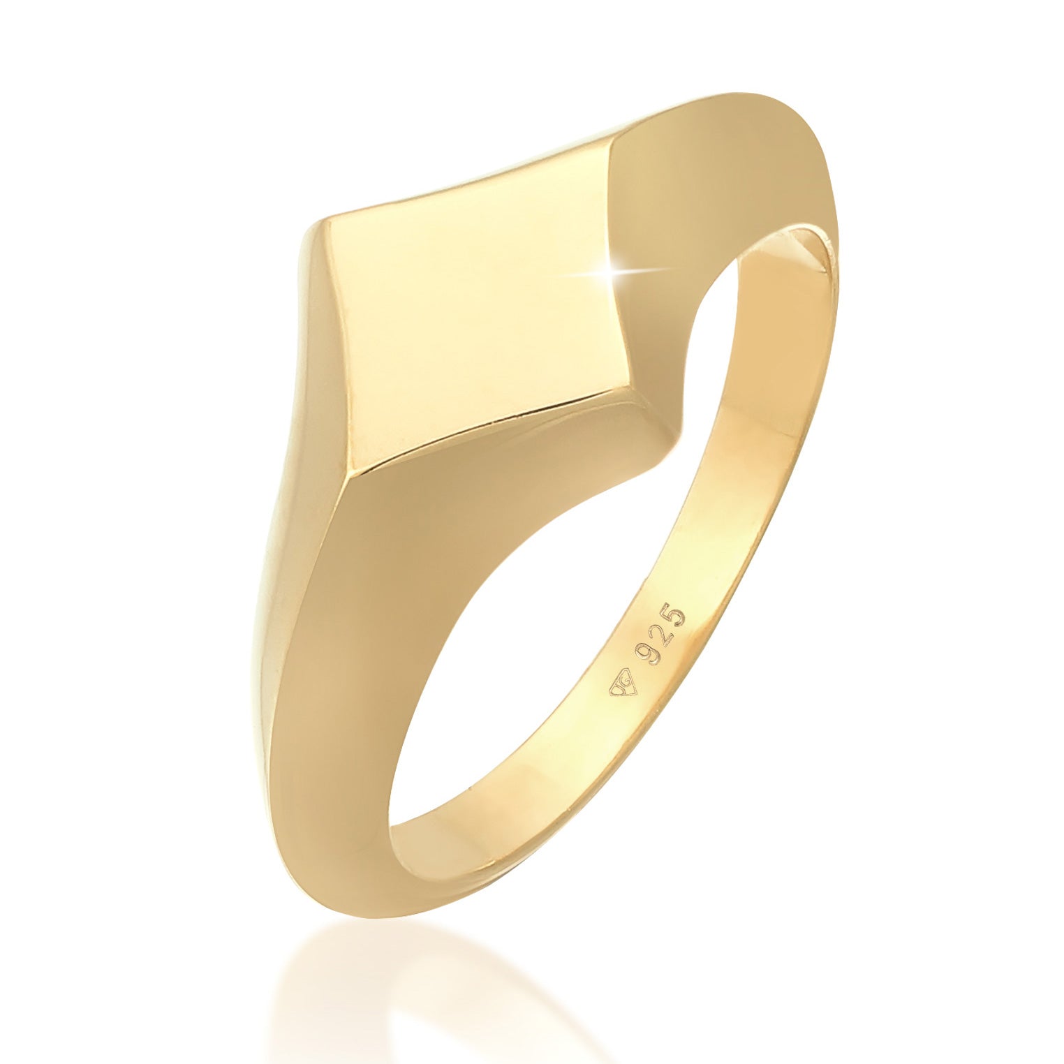 Gold - Elli PREMIUM | Siegelring Raute | 925er Sterling Silber