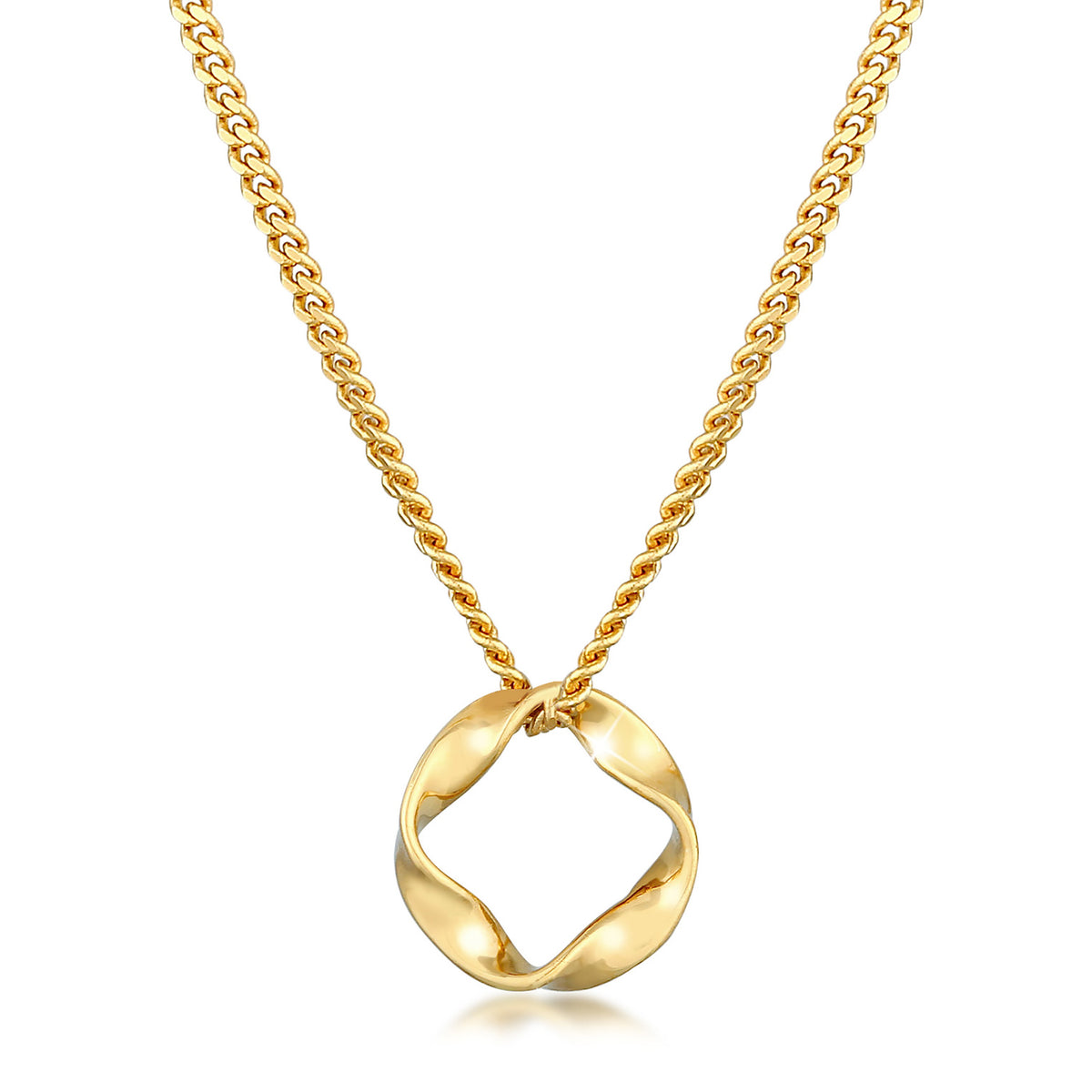Gold - Elli PREMIUM | Halskette Kreis Gedreht | 585er Gelbgold