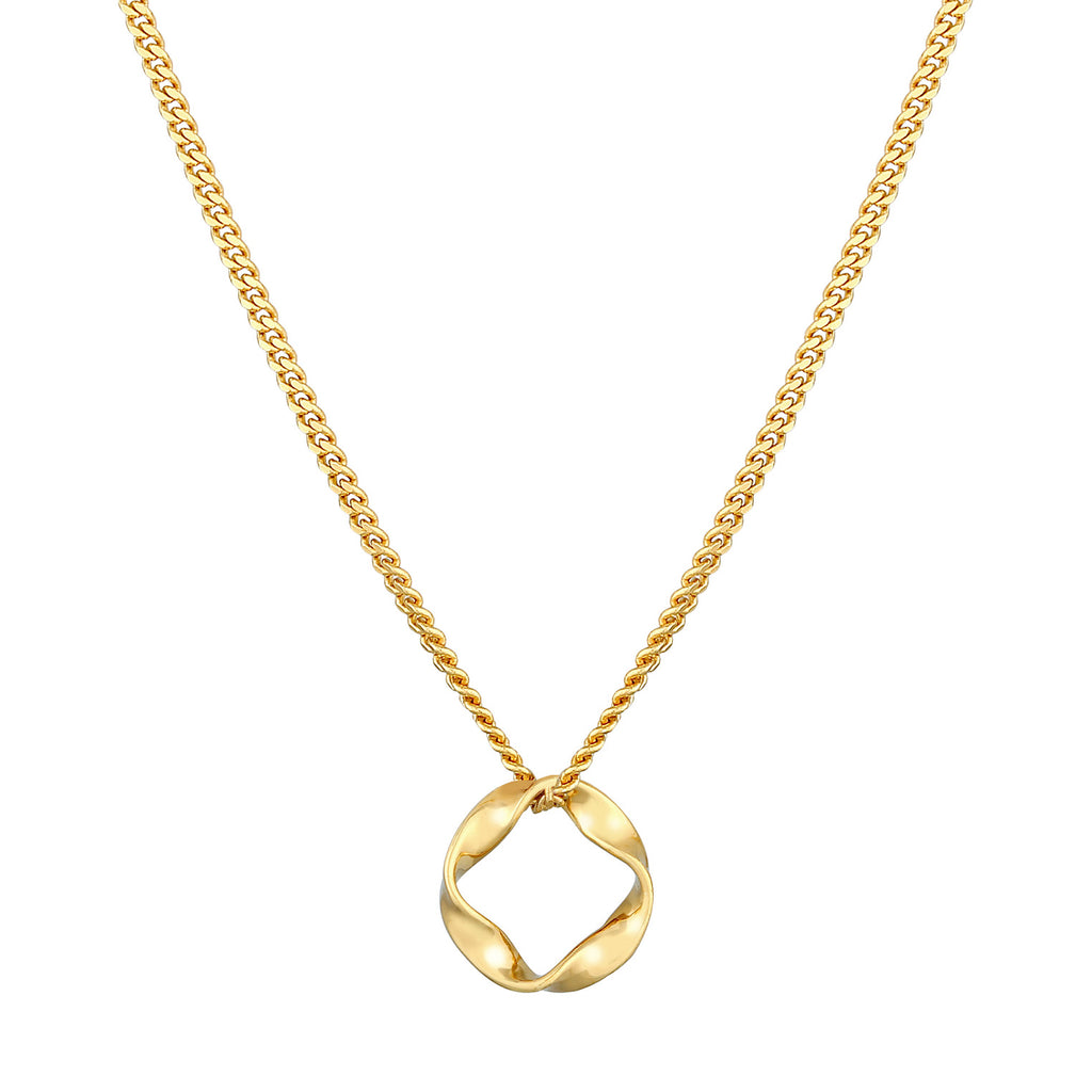 Gold - Elli PREMIUM | Halskette Kreis Gedreht | 585er Gelbgold