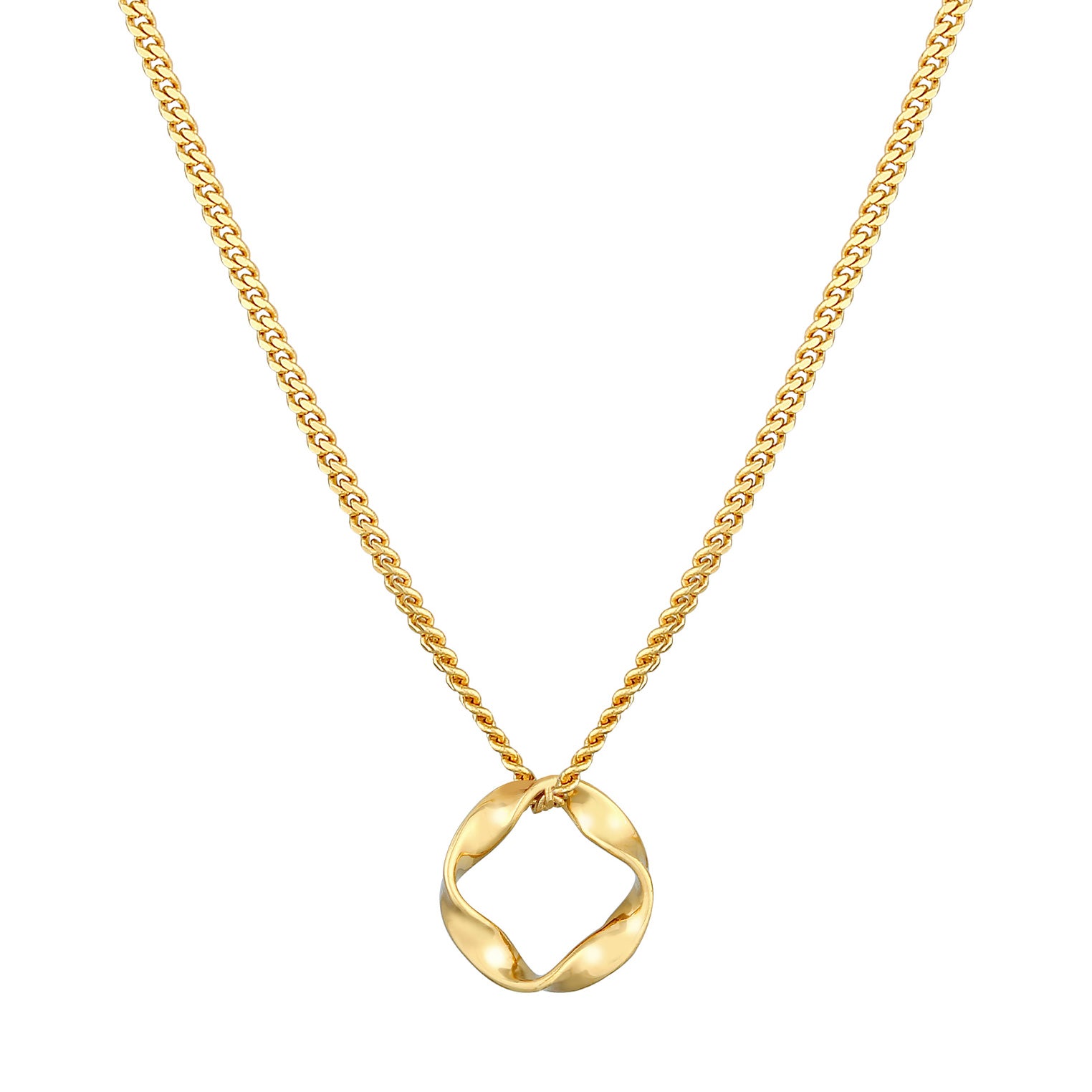 Gold - Elli PREMIUM | Halskette Kreis Gedreht | 585er Gelbgold