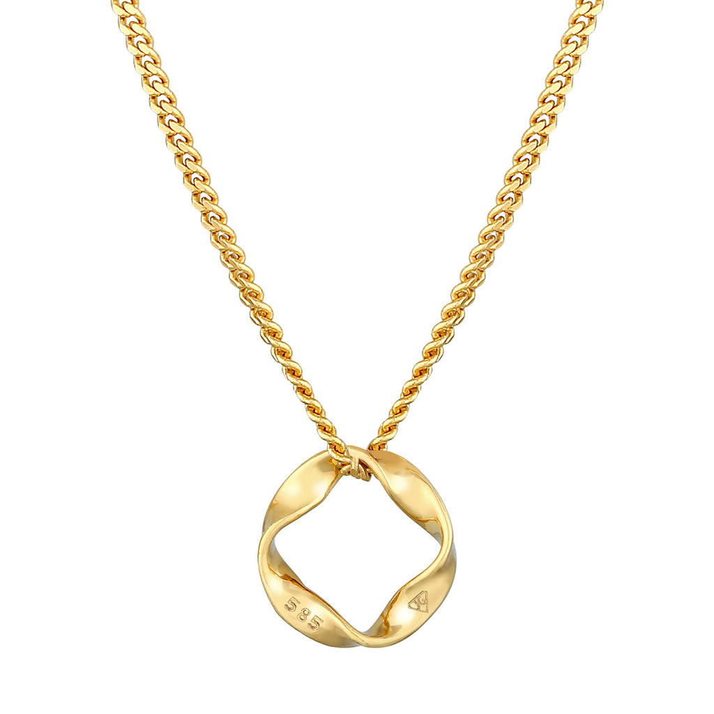 Gold - Elli PREMIUM | Halskette Kreis Gedreht | 585er Gelbgold