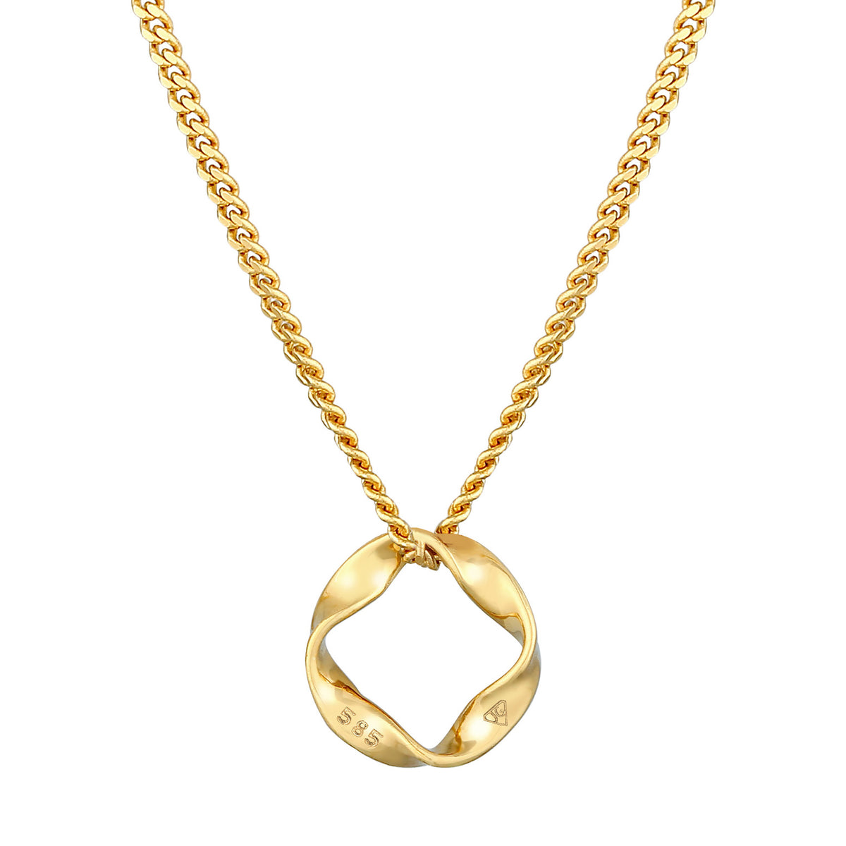 Gold - Elli PREMIUM | Halskette Kreis Gedreht | 585er Gelbgold