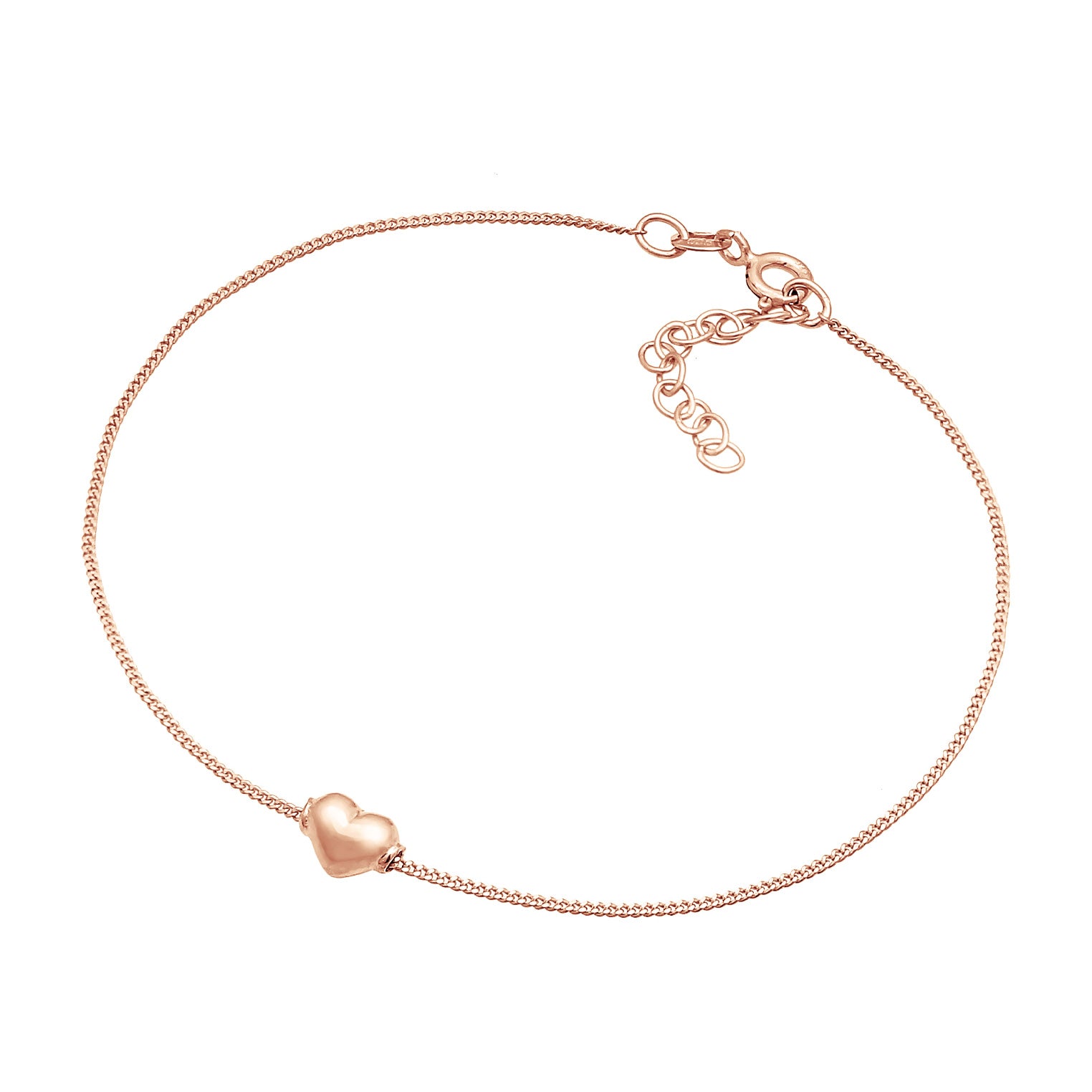 Roségold - Elli | Fußkettchen Herz | 925 Sterling Silber Rosévergoldet