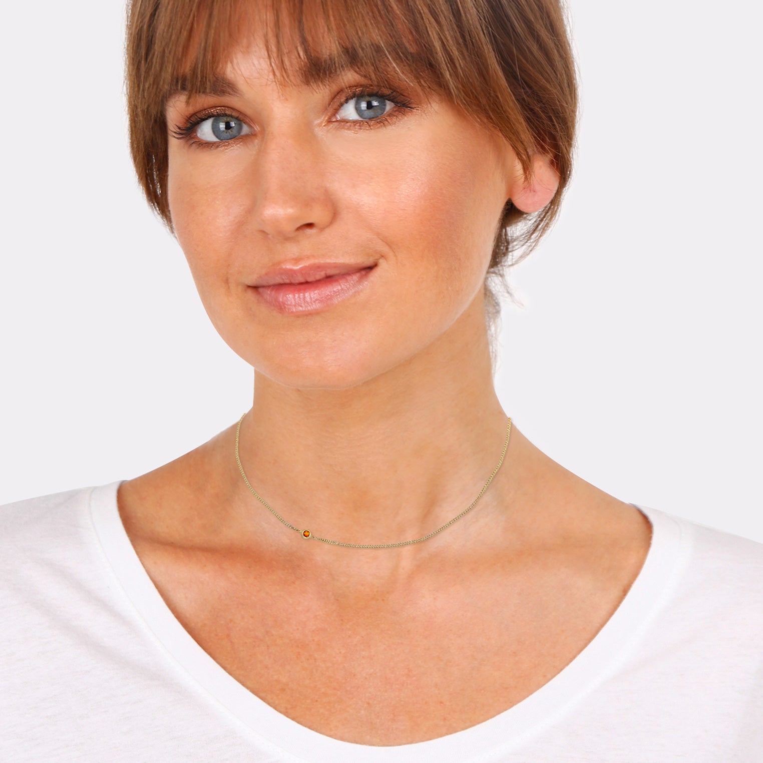 Gold - Elli | Choker | Opal (Orange) | 925er Sterling Silber