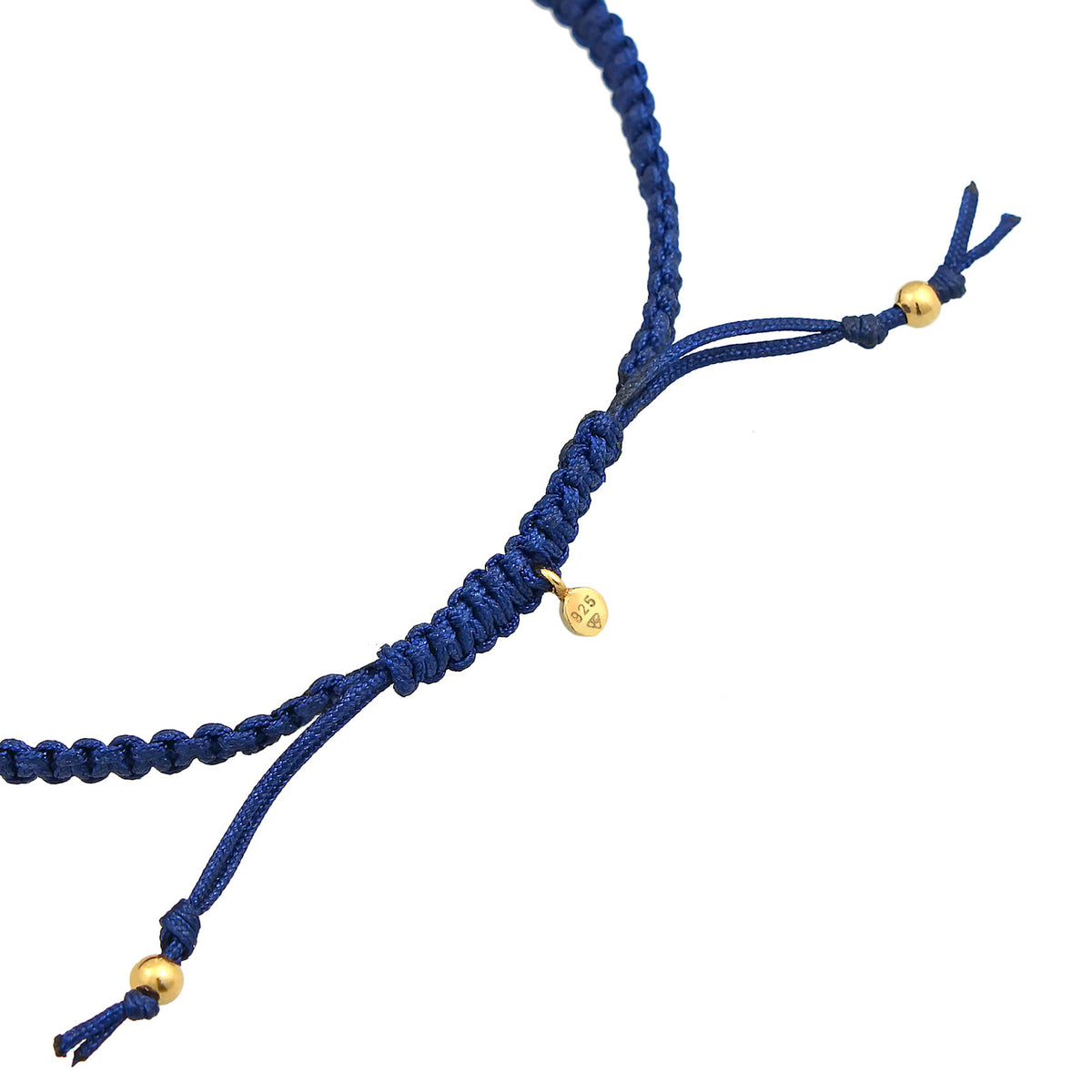 Dunkelblau - Elli | Fußkettchen Muschel | Nylon (Blau) | 925 Sterling Silber vergoldet