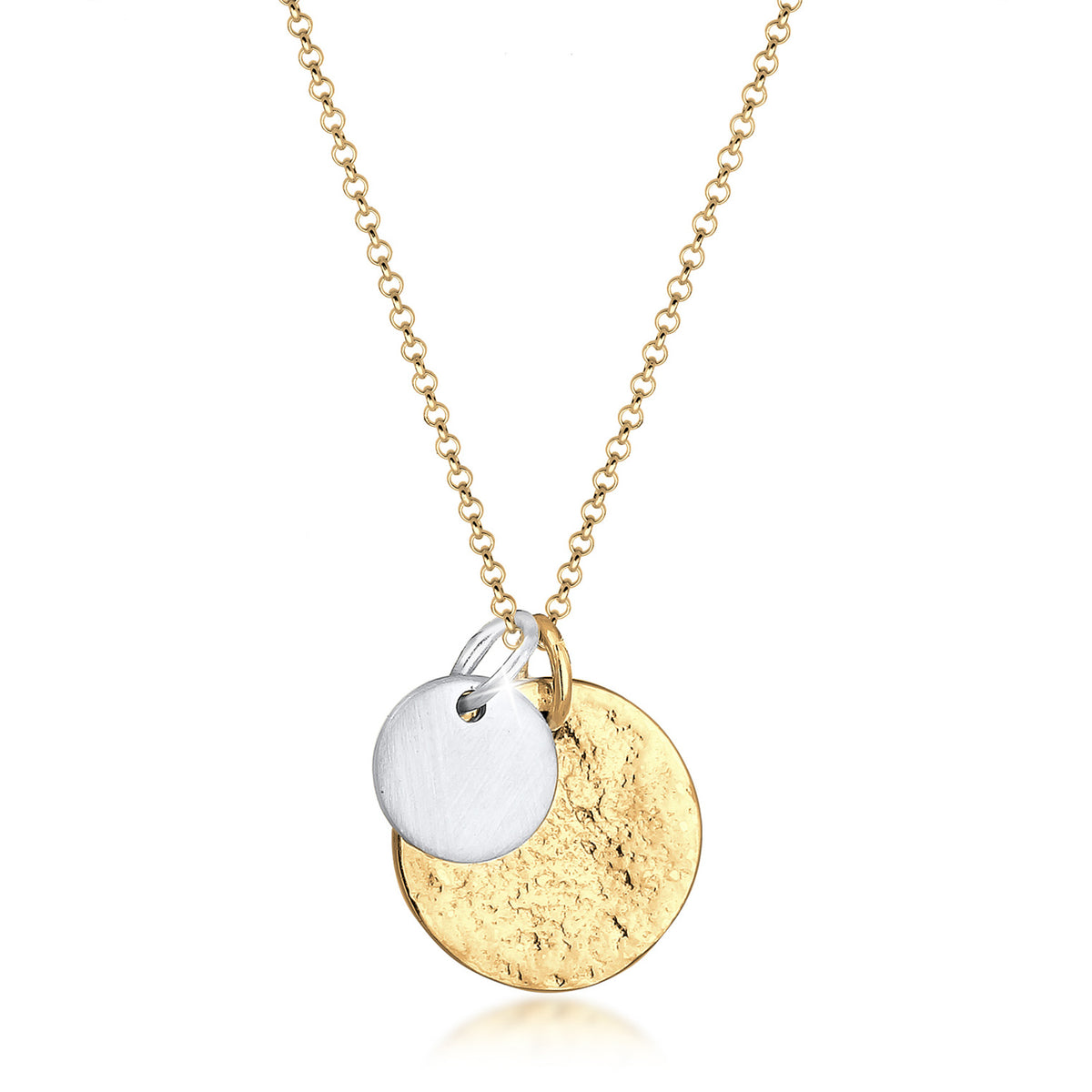 Bunt - Elli | Halskette Plättchen Organic Bicolor | 925 Sterling Silber vergoldet