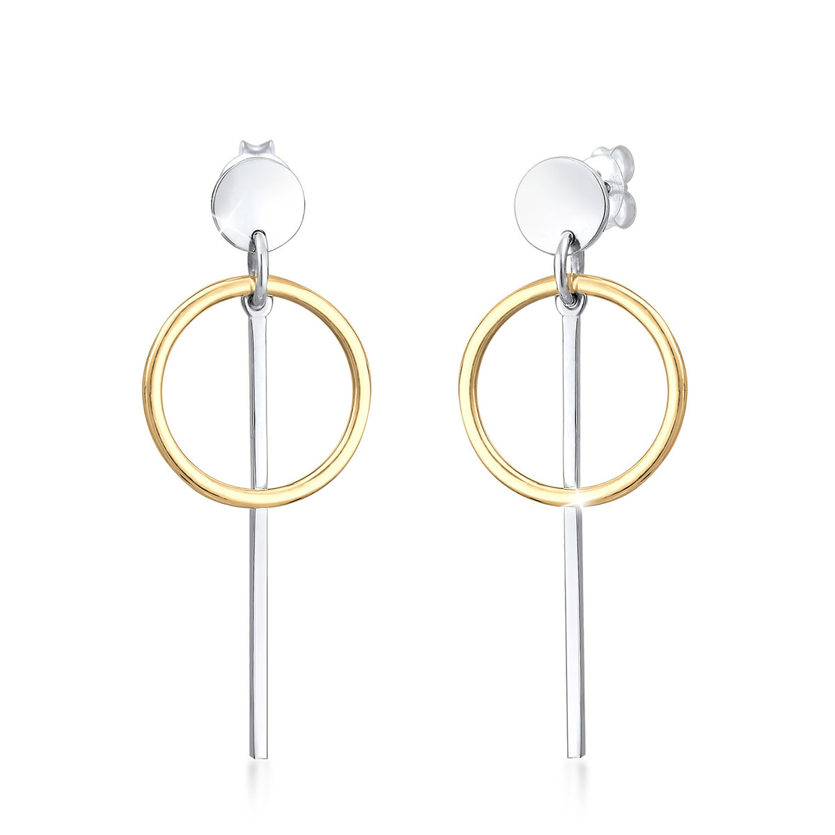 Bunt - Elli | Ohrhänger Geo Bicolor | 925 Sterling Silber vergoldet