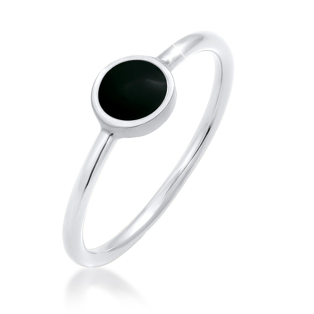 Schwarz - Elli | Ring Plättchen | Emaille | 925er Sterling Silber