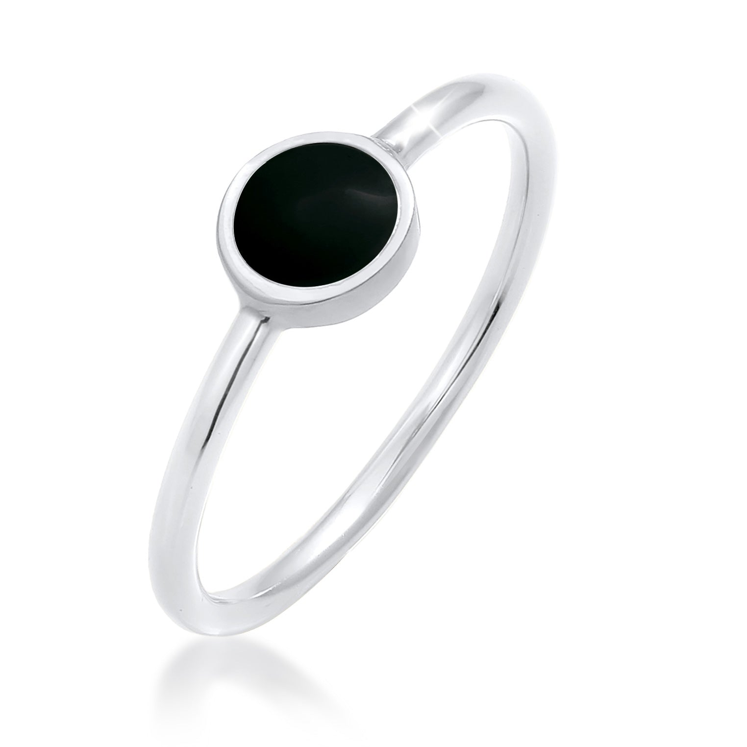 Schwarz - Elli | Ring Plättchen | Emaille | 925er Sterling Silber