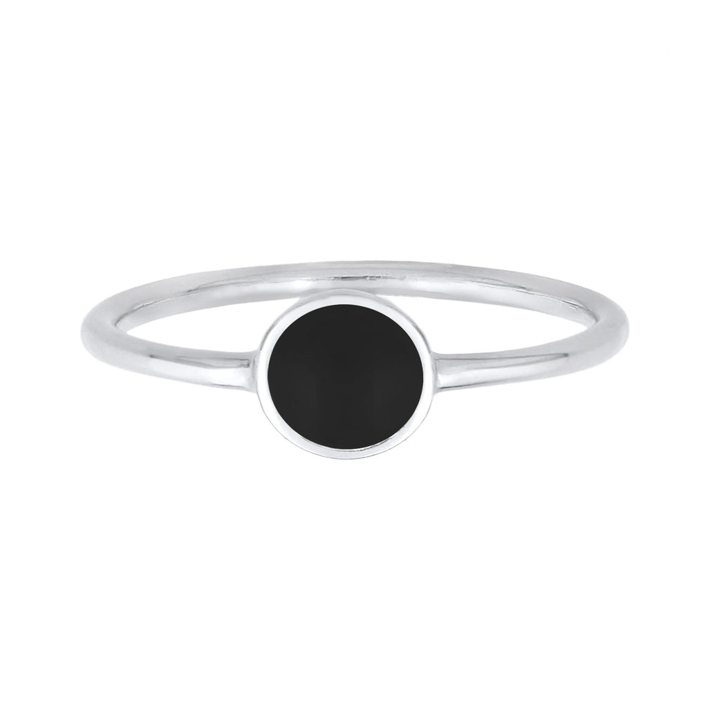 Schwarz - Elli | Ring Plättchen | Emaille | 925er Sterling Silber
