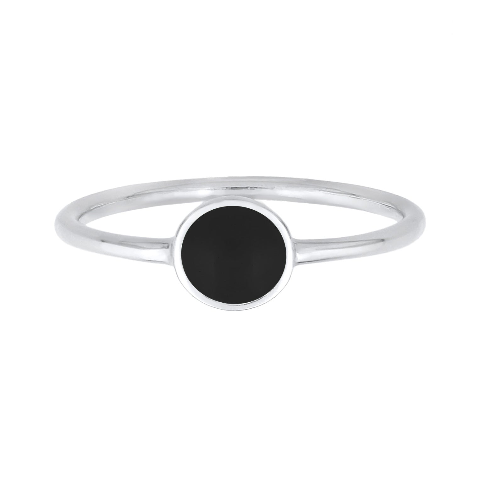 Schwarz - Elli | Ring Plättchen | Emaille | 925er Sterling Silber
