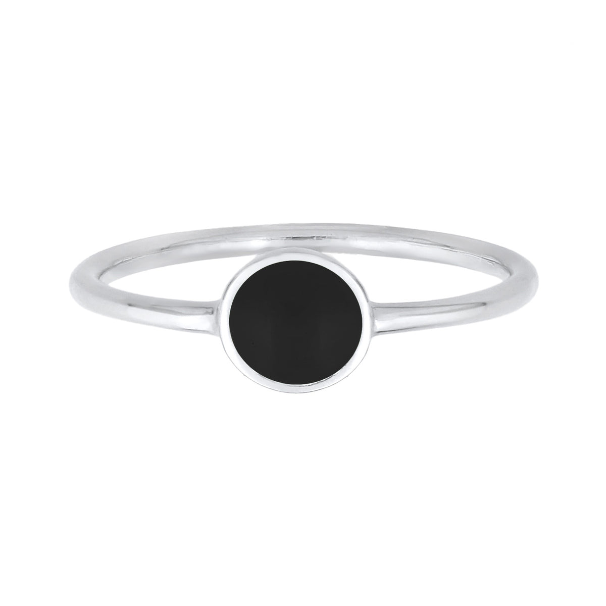 Schwarz - Elli | Ring Plättchen | Emaille | 925er Sterling Silber