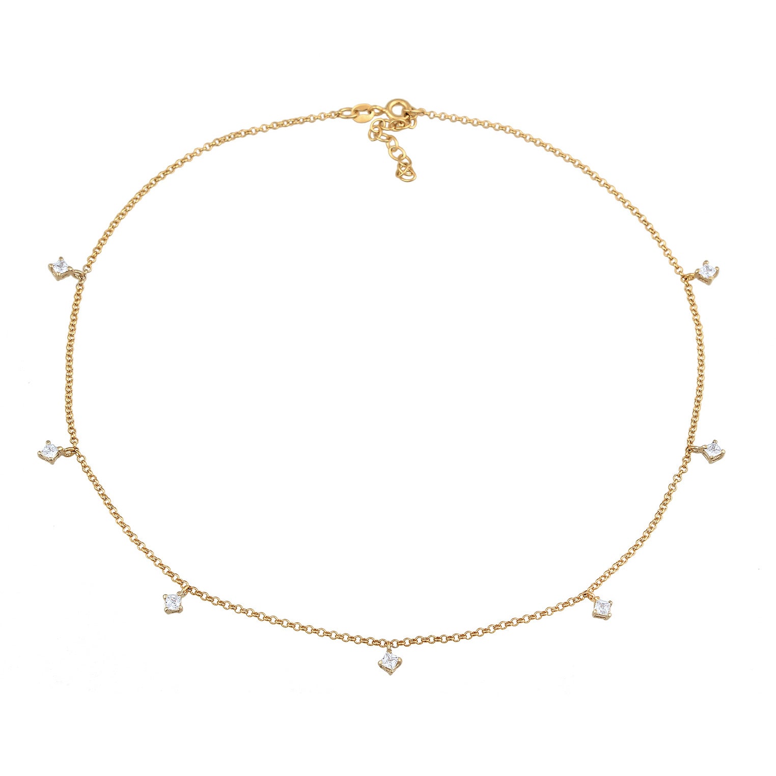 Gold - Elli | Choker Solitär | Zirkonia (Weiß) | 925er Sterling Silber