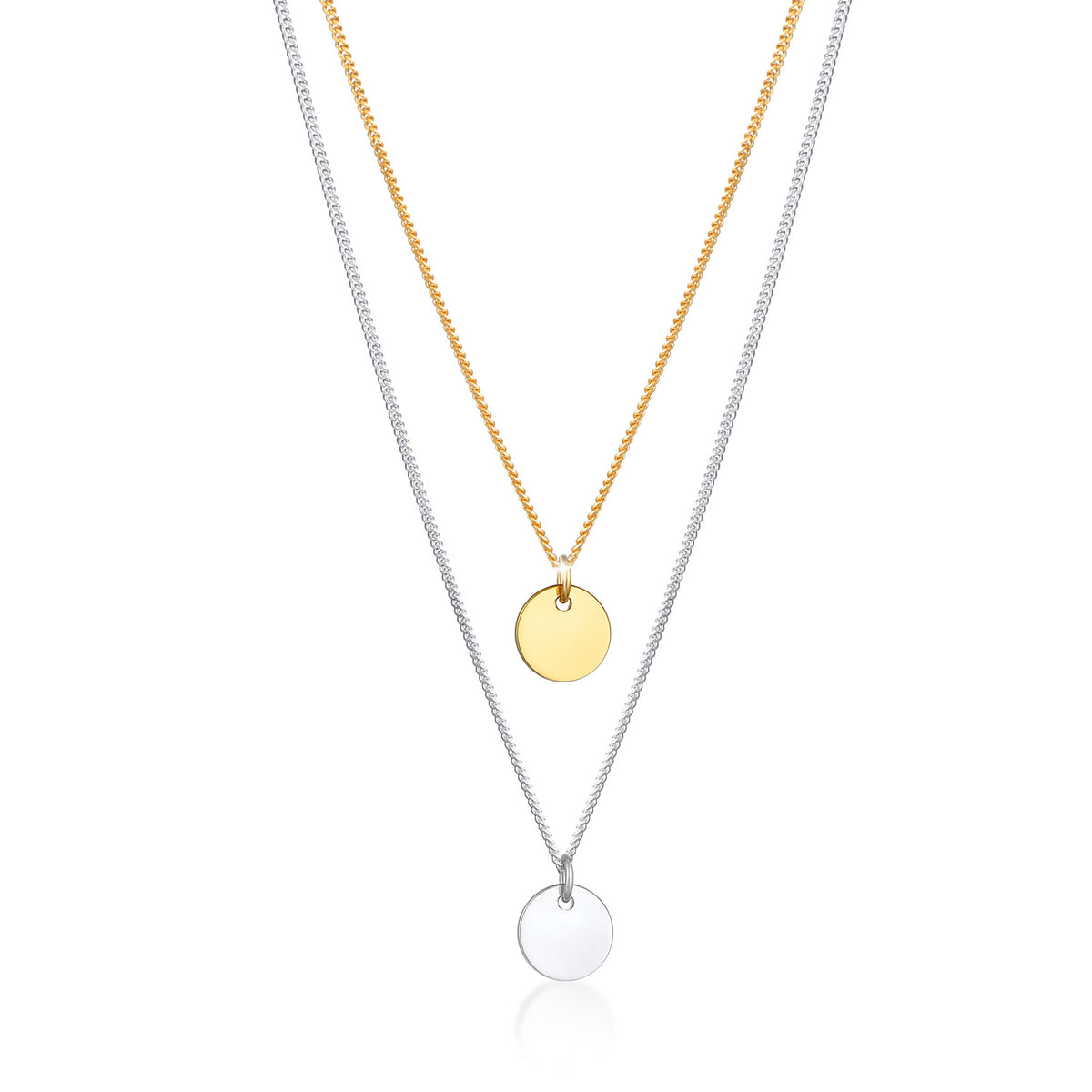 Bunt - Elli | Layer-Halskette Geo Bicolor | 925 Sterling Silber vergoldet