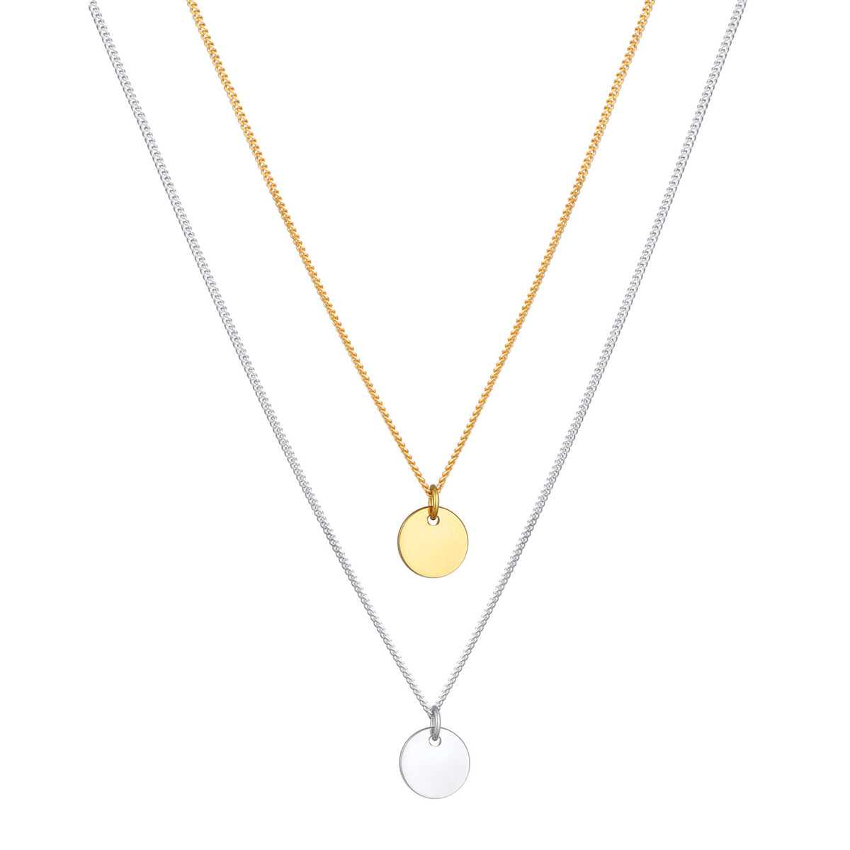 Bunt - Elli | Layer-Halskette Geo Bicolor | 925 Sterling Silber vergoldet