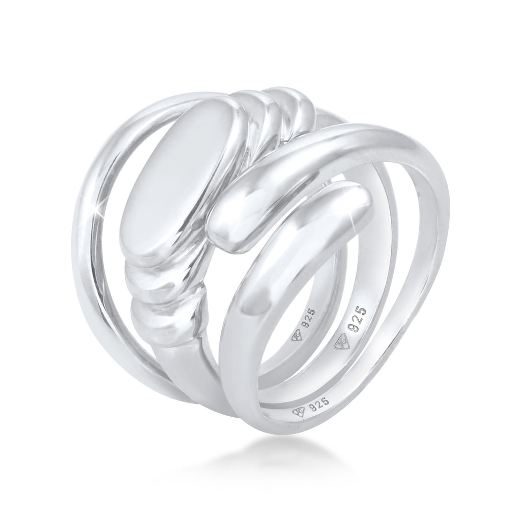 Silber - Elli PREMIUM | Ring 3er Set Statement | 925er Sterling Silber