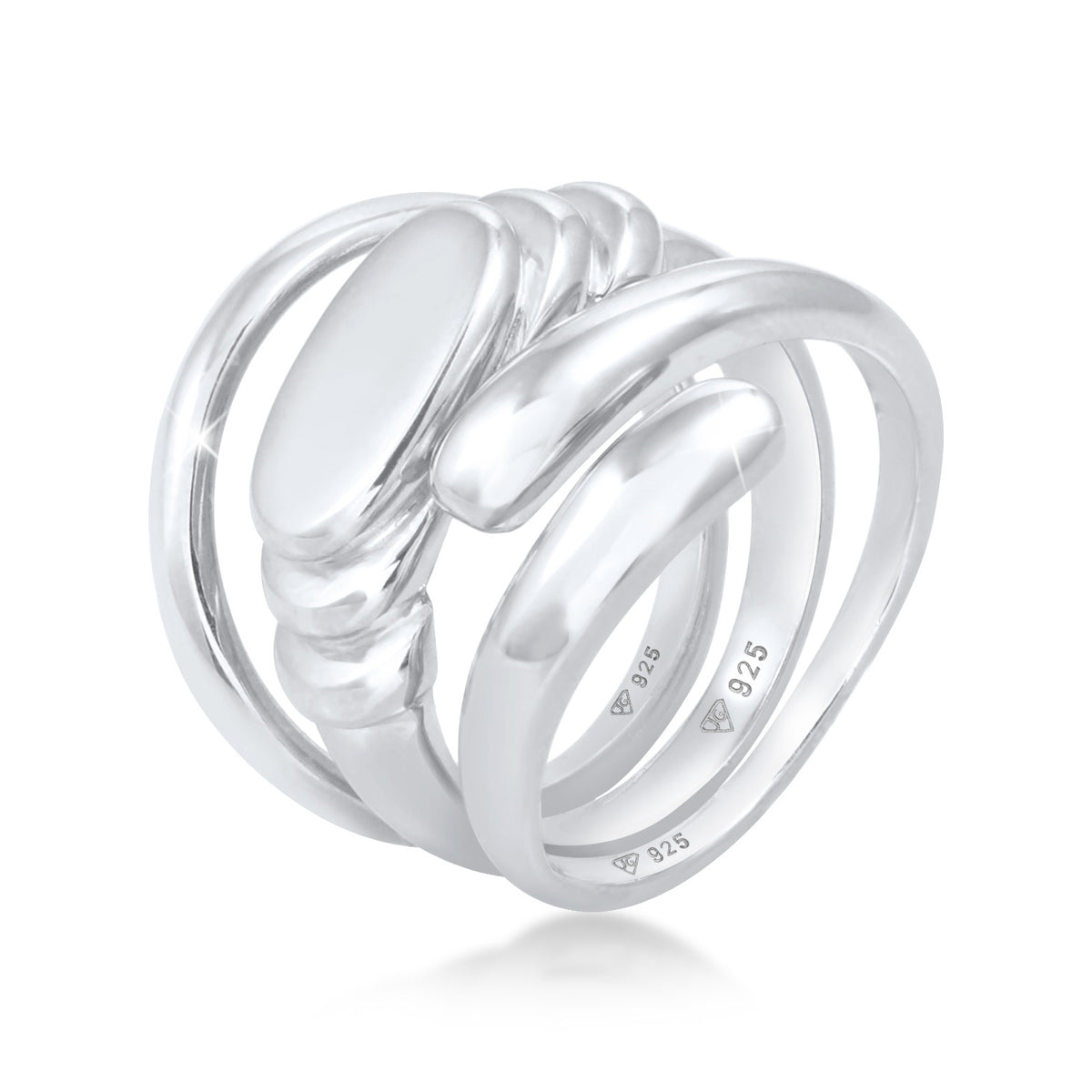 Silber - Elli PREMIUM | Ring 3er Set Statement | 925er Sterling Silber