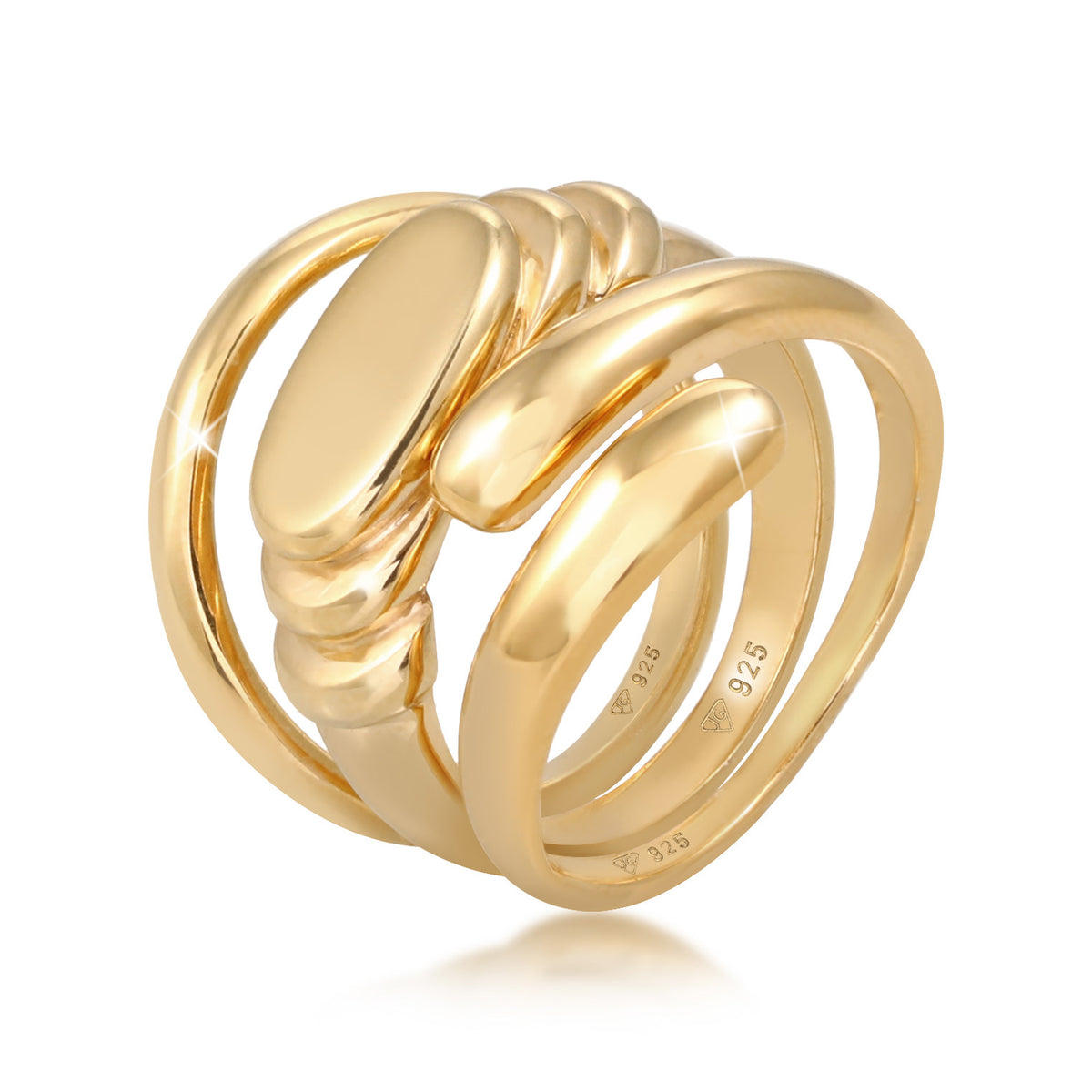 Gold - Elli PREMIUM | Ring 3er Set Statement | 925er Sterling Silber