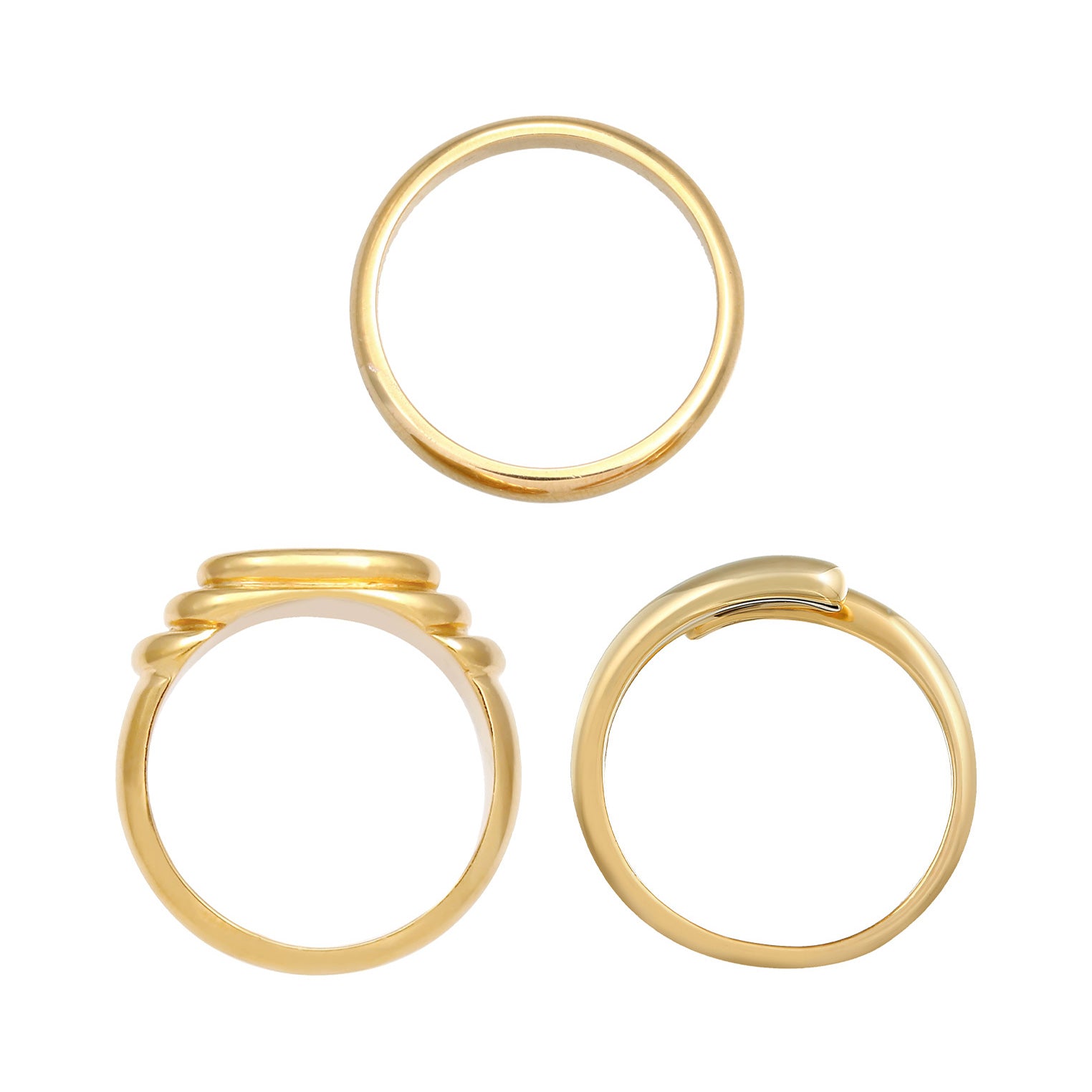 Gold - Elli PREMIUM | Ring 3er Set Statement | 925er Sterling Silber