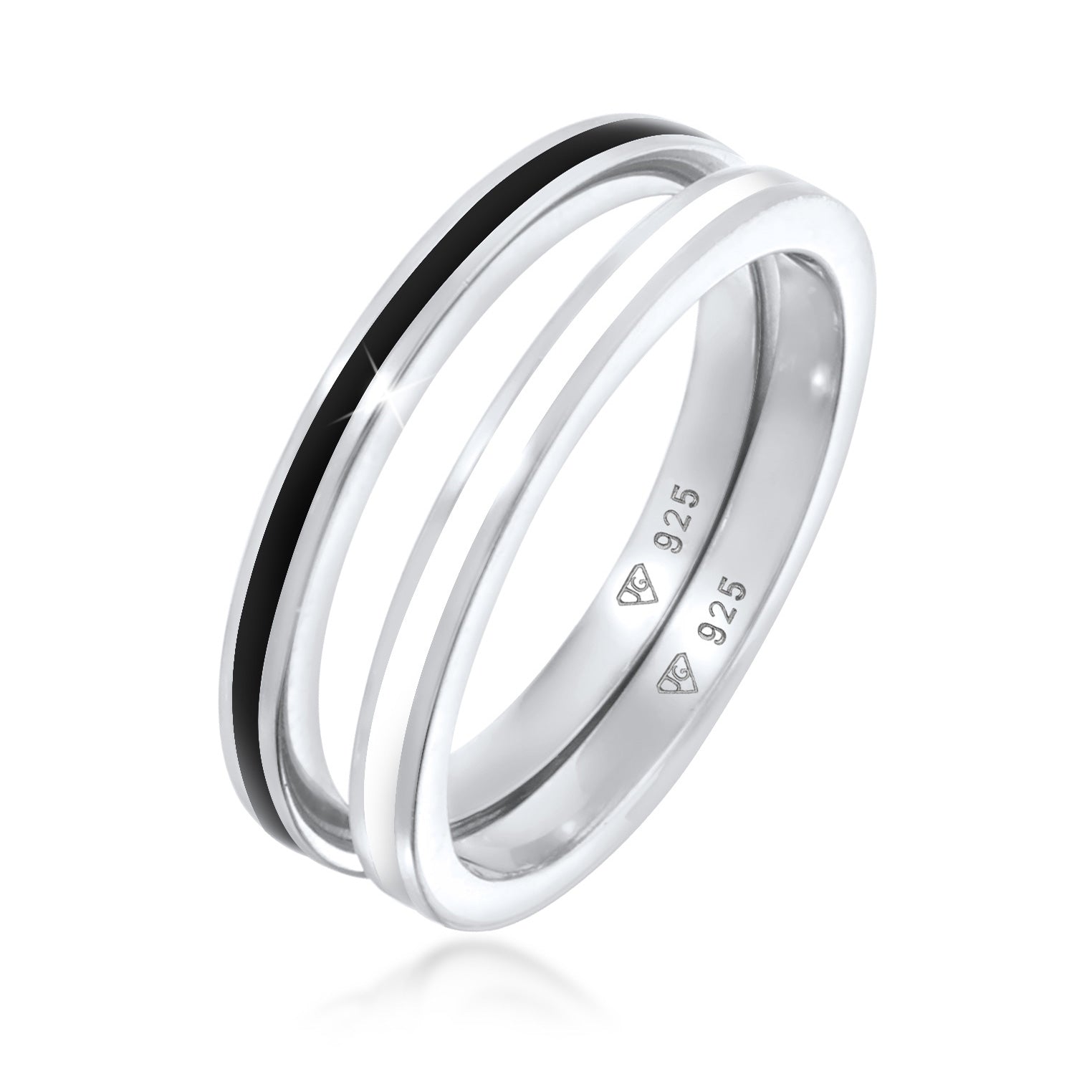 Silber - Elli | Bandring Set | Emaille | 925er Sterling Silber