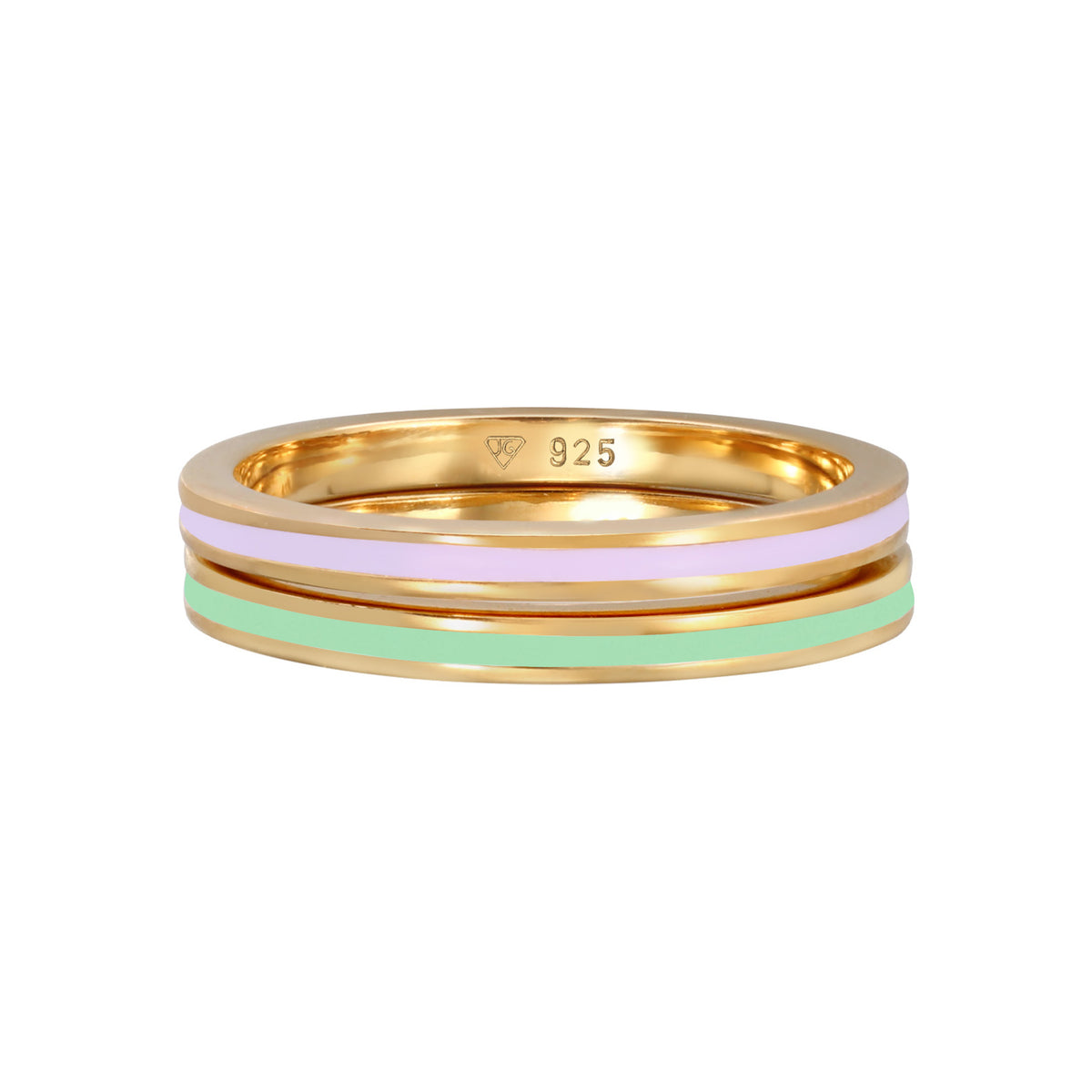 Gold - Elli | Bandring 2er Set | Emaille | 925er Sterling Silber