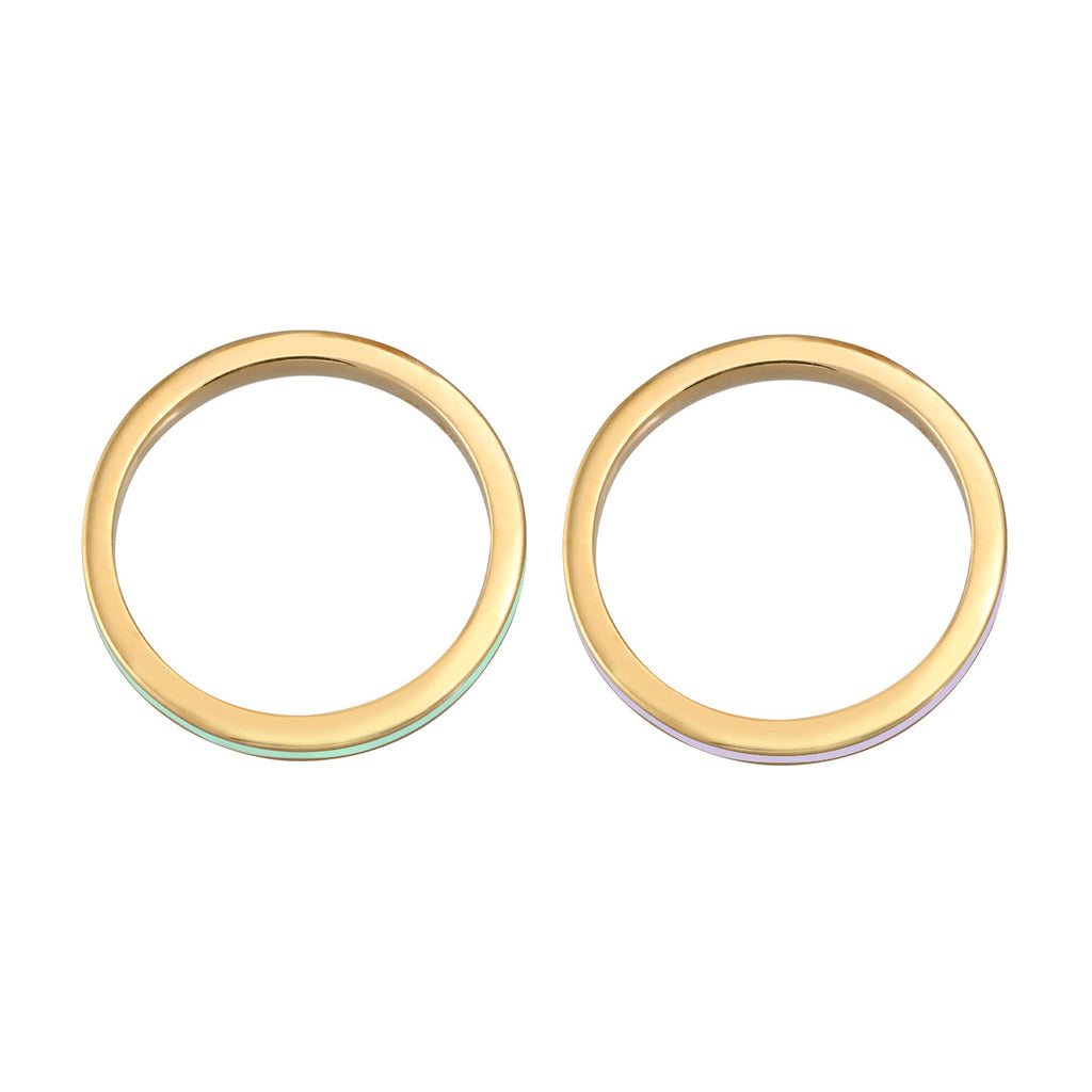 Gold - Elli | Bandring 2er Set | Emaille | 925er Sterling Silber