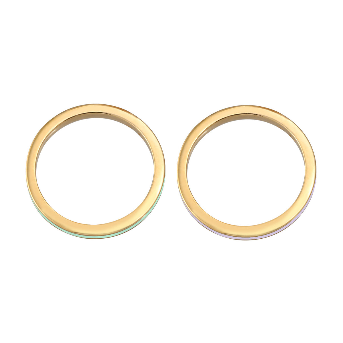 Gold - Elli | Bandring 2er Set | Emaille | 925er Sterling Silber