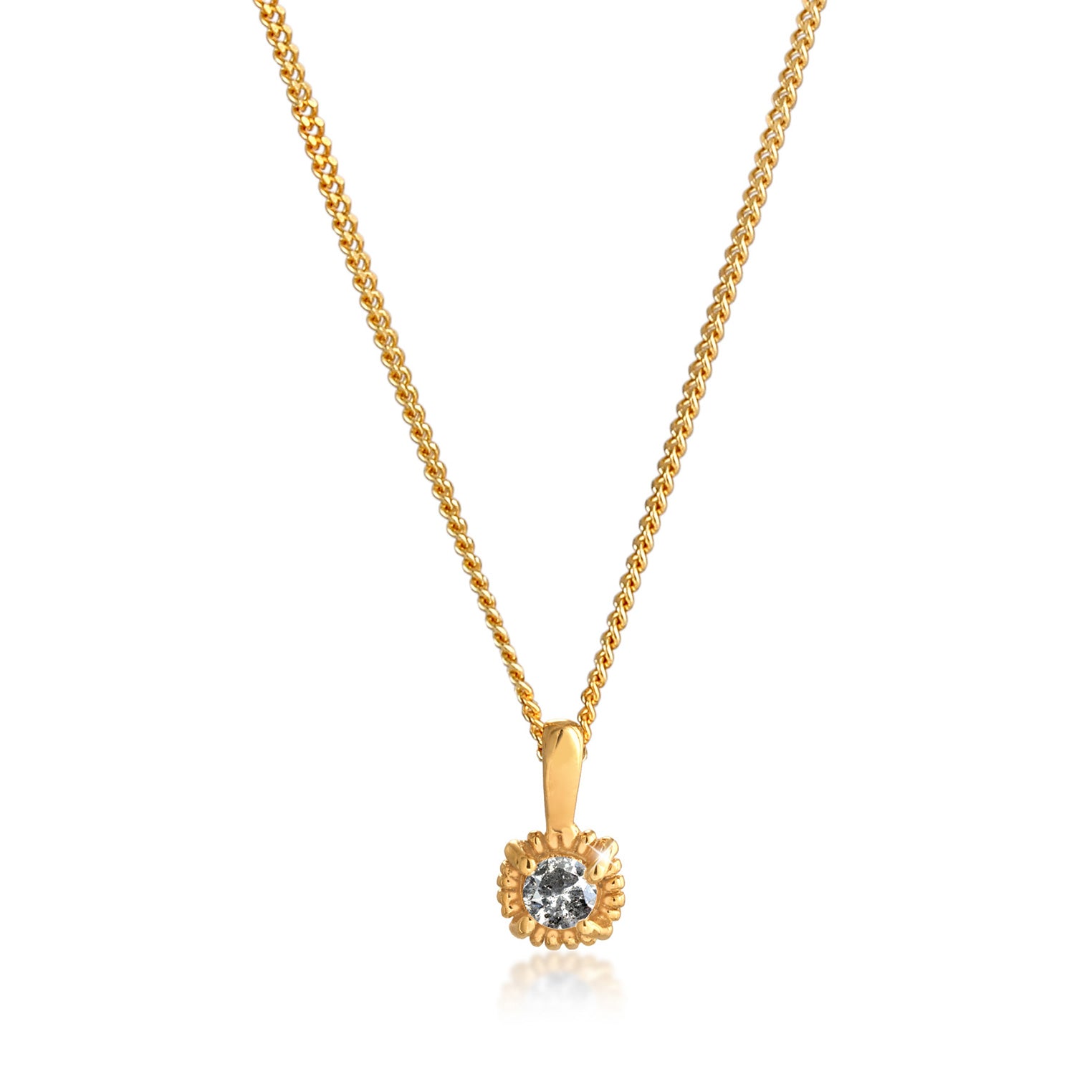 Gold - Elli DIAMONDS | Halskette | Salt & Pepper Diamant (0.11 ct.) | 925er Sterling Silber