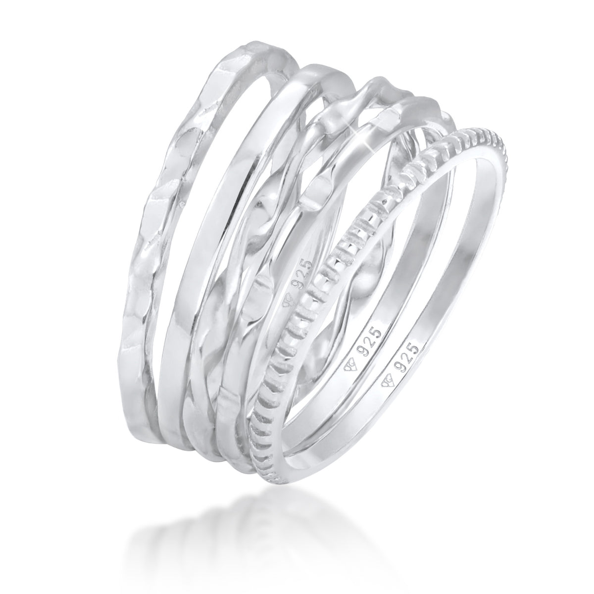 Silber - Elli | Stapelring 5er Set | 925er Sterling Silber