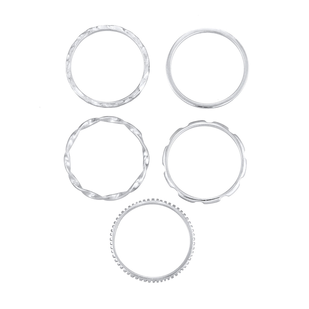 Silber - Elli | Stapelring 5er Set | 925er Sterling Silber