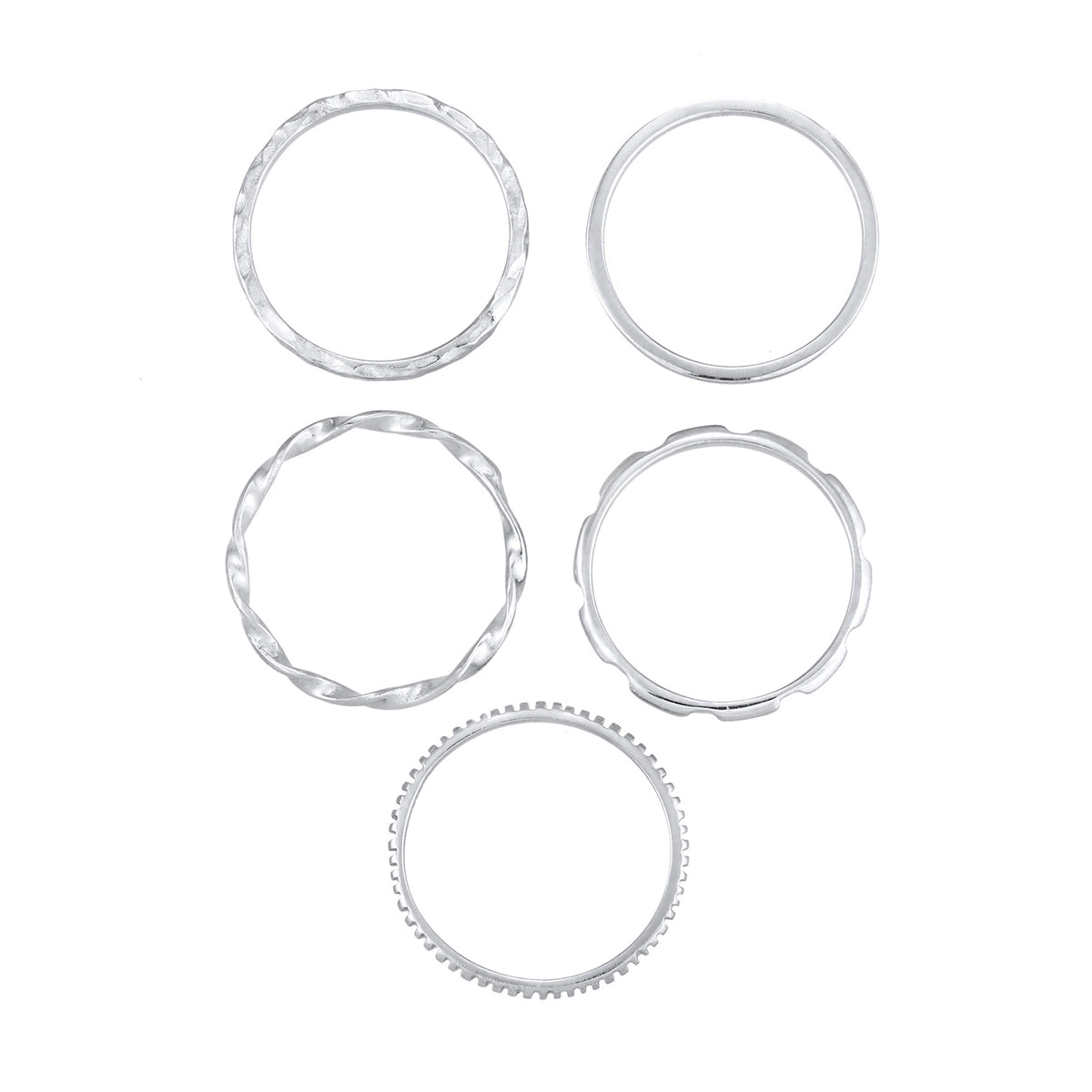 Silber - Elli | Stapelring 5er Set | 925er Sterling Silber