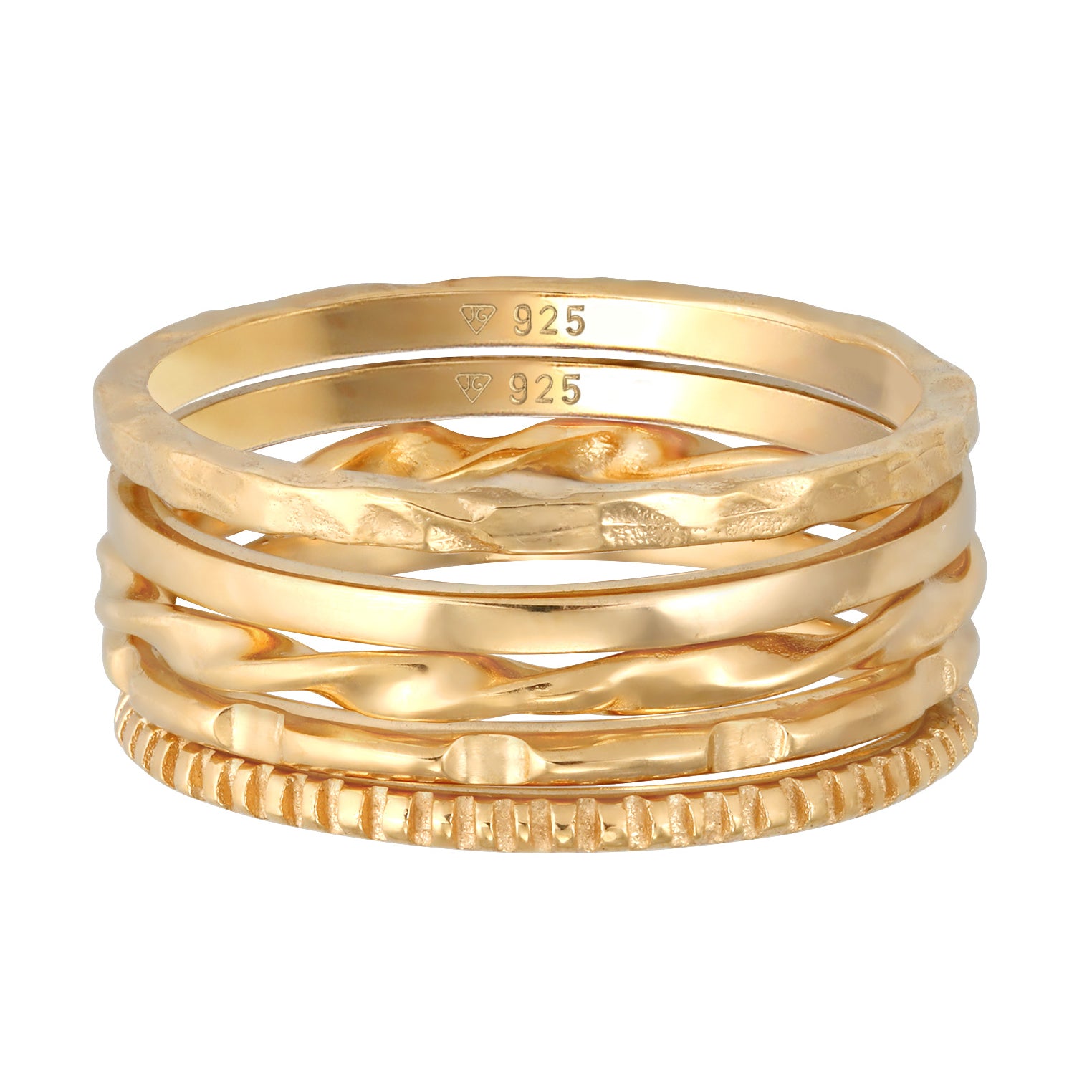 Gold - Elli | Stapelring 5er Set | 925er Sterling Silber