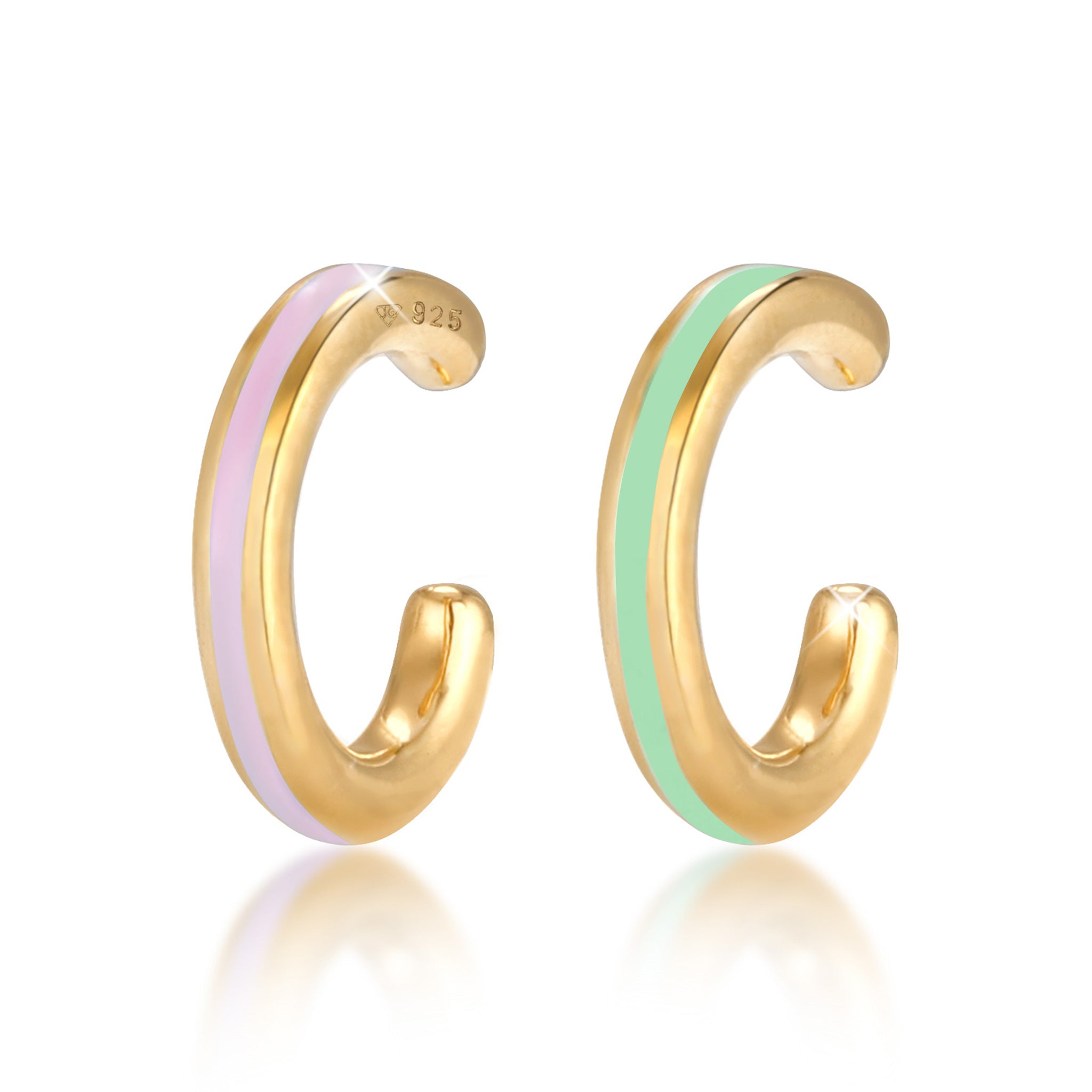 Gold - Elli | Earcuff Set | Emaille | 925er Sterling Silber Vergoldet