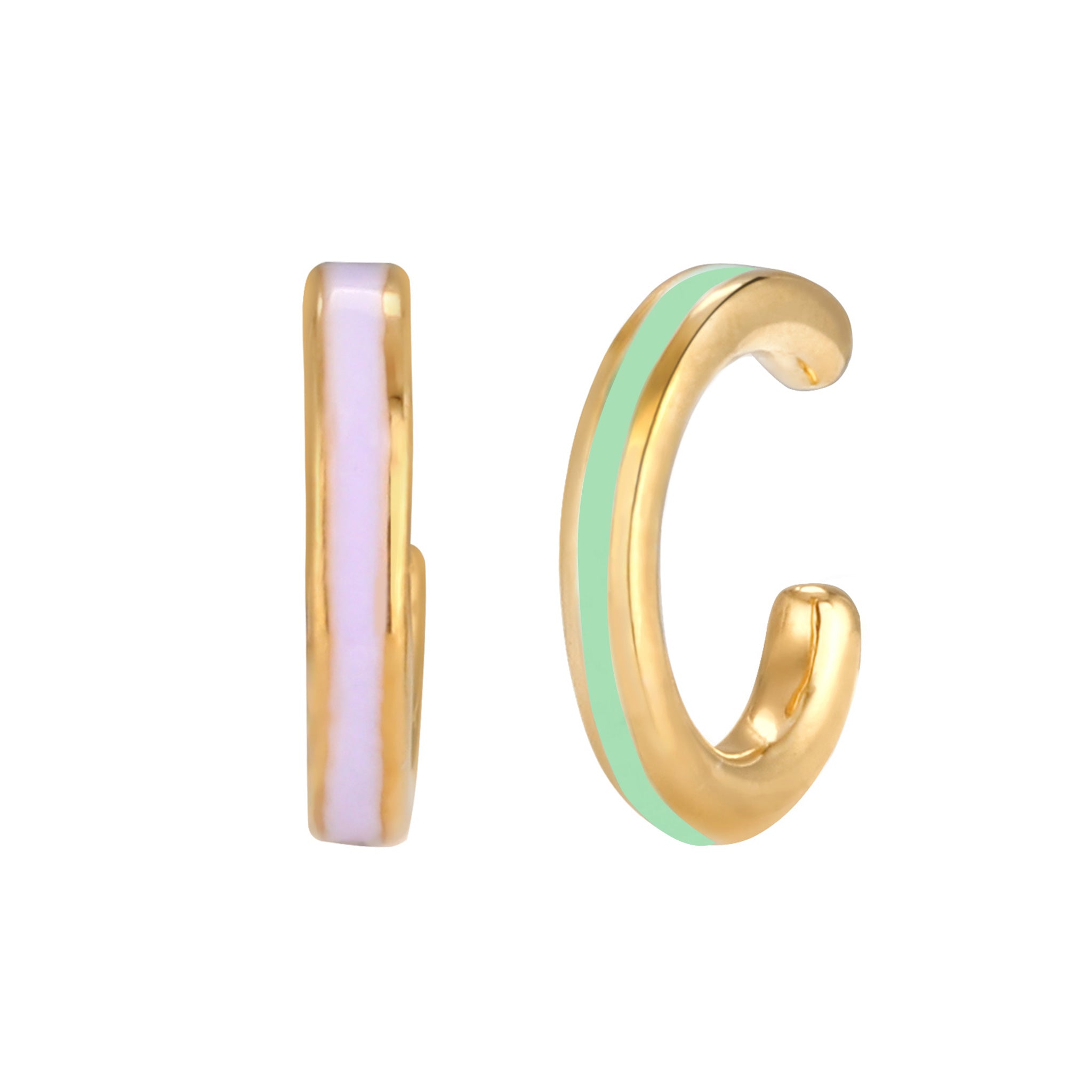Gold - Elli | Earcuff Set | Emaille | 925er Sterling Silber Vergoldet