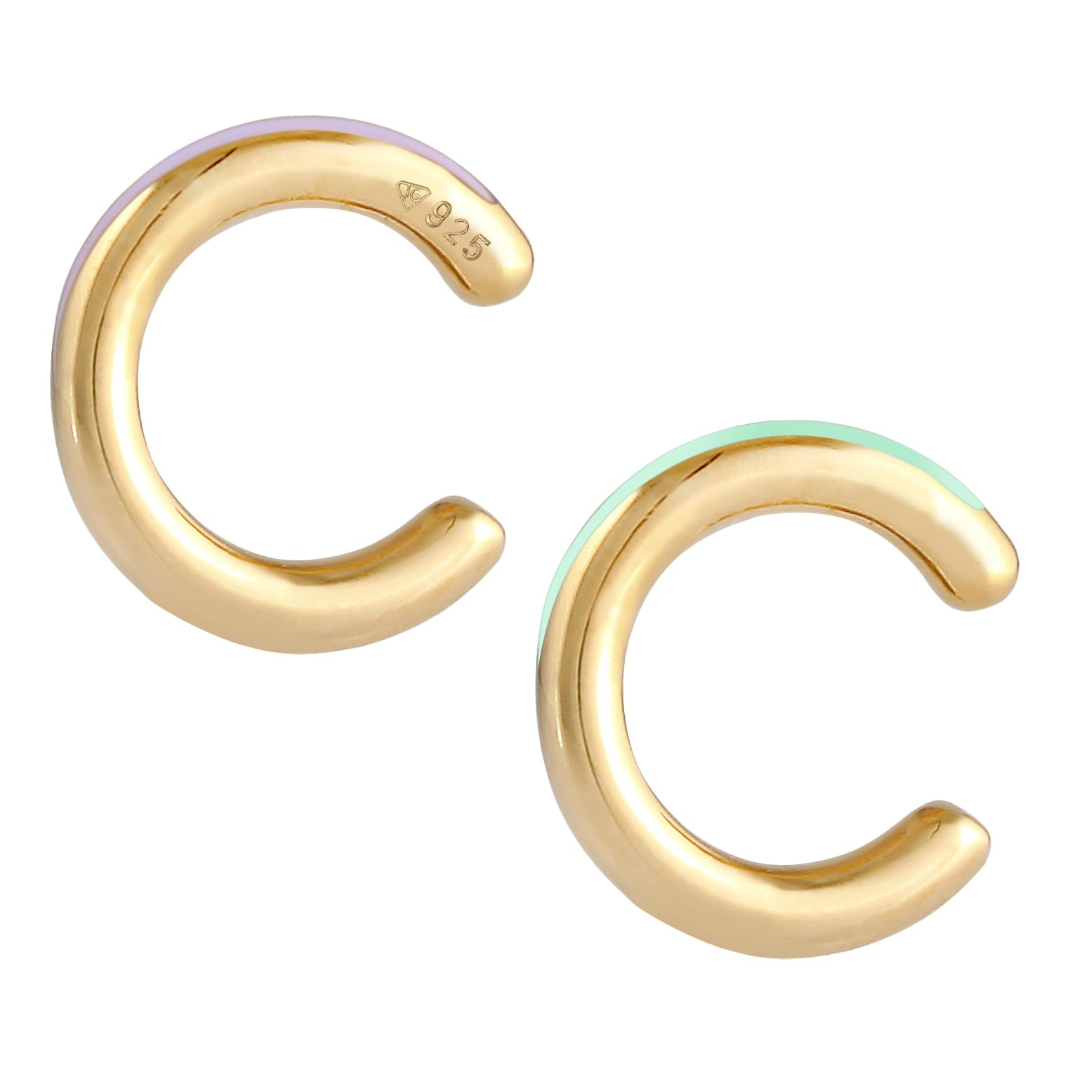 Gold - Elli | Earcuff Set | Emaille | 925er Sterling Silber Vergoldet