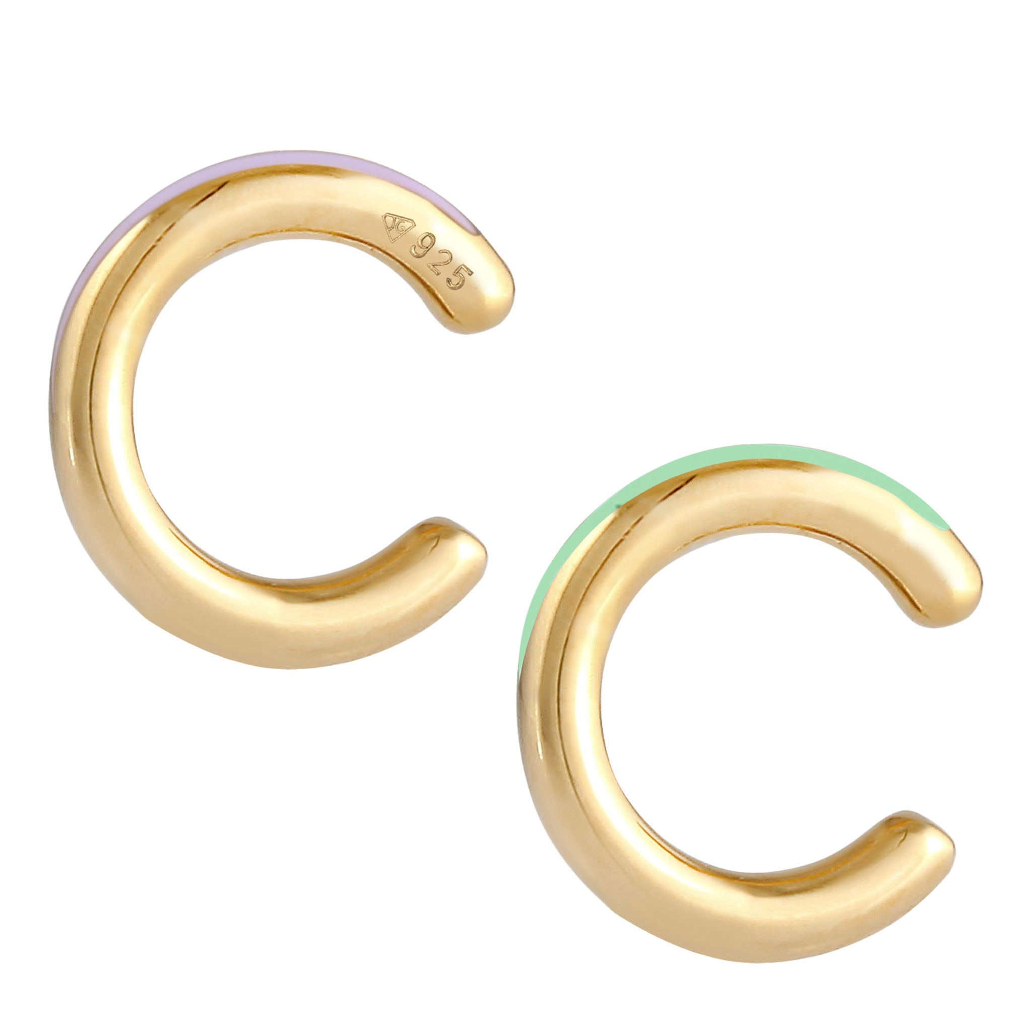 Gold - Elli | Earcuff Set | Emaille | 925er Sterling Silber Vergoldet