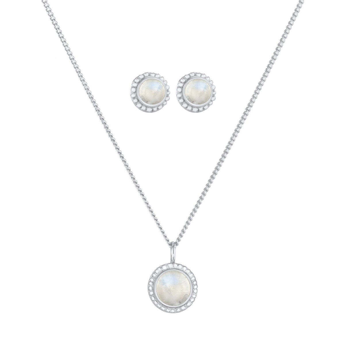 Silber - Elli PREMIUM | Schmuckset Boho | Mondstein (Weiß) | 925er Sterling Silber