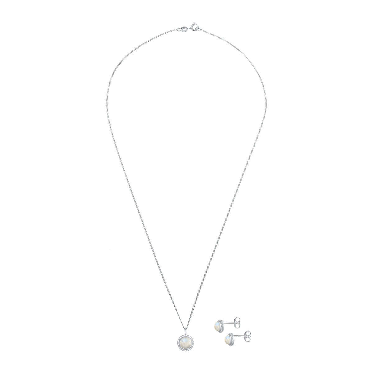 Silber - Elli PREMIUM | Schmuckset Boho | Mondstein (Weiß) | 925er Sterling Silber