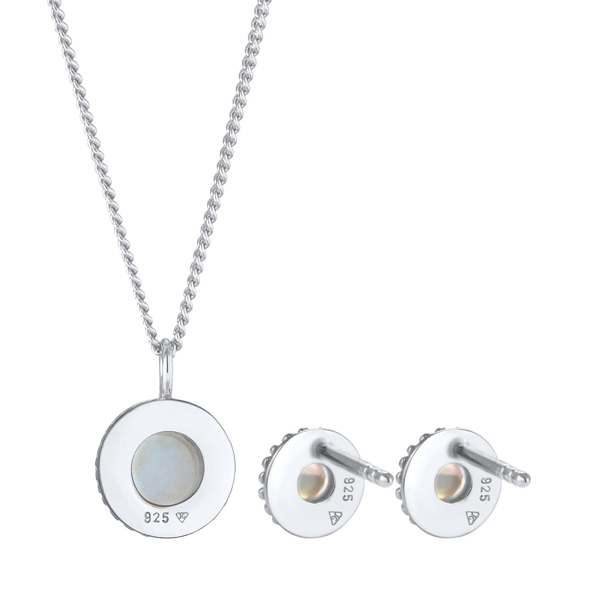 Silber - Elli PREMIUM | Schmuckset Boho | Mondstein (Weiß) | 925er Sterling Silber