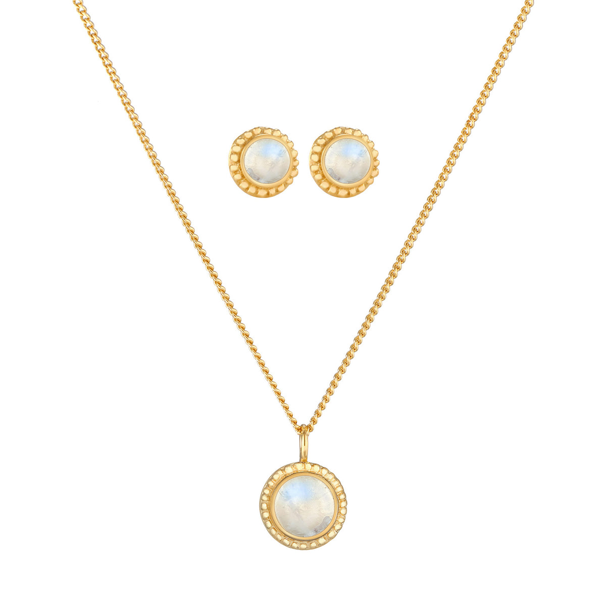 Gold - Elli PREMIUM | Schmuckset Boho | Mondstein (Weiß) | 925er Sterling Silber