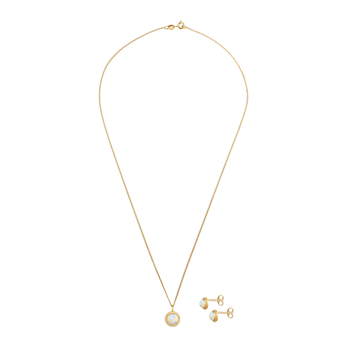 Gold - Elli PREMIUM | Schmuckset Boho | Mondstein (Weiß) | 925er Sterling Silber