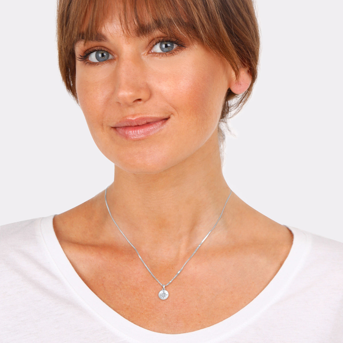 Silber - Elli | Halskette Stern Plättchen | Zirkonia (Weiß) | 925er Sterling Silber